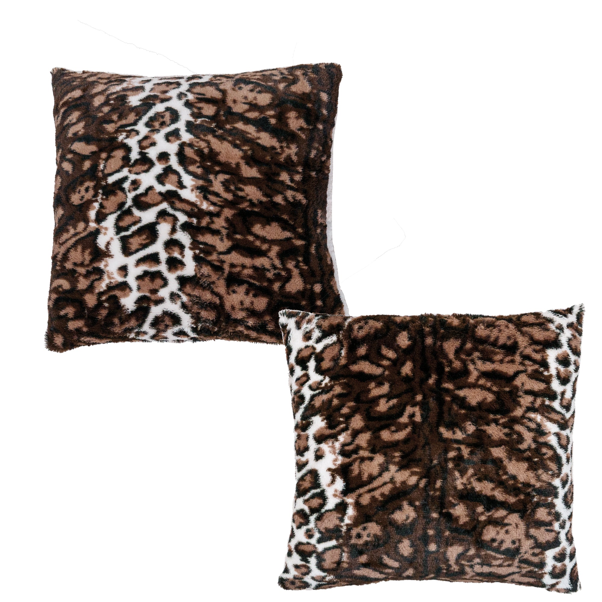 ML LEOPARD Faux Fur 2 Piece Decorative Pillow Covers (20" x 20")