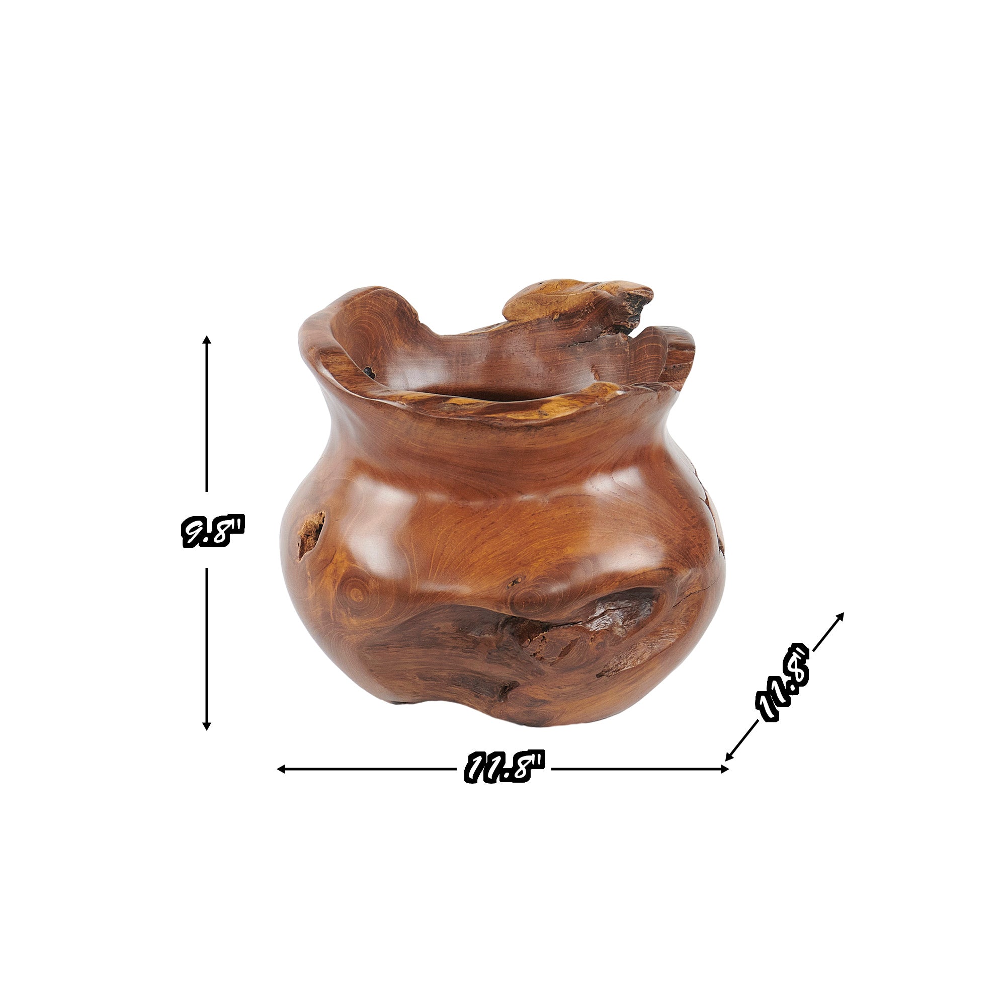 Cowak Handcrafted Teak Vase Gentong (11.8" x 11.8" x 9.8")