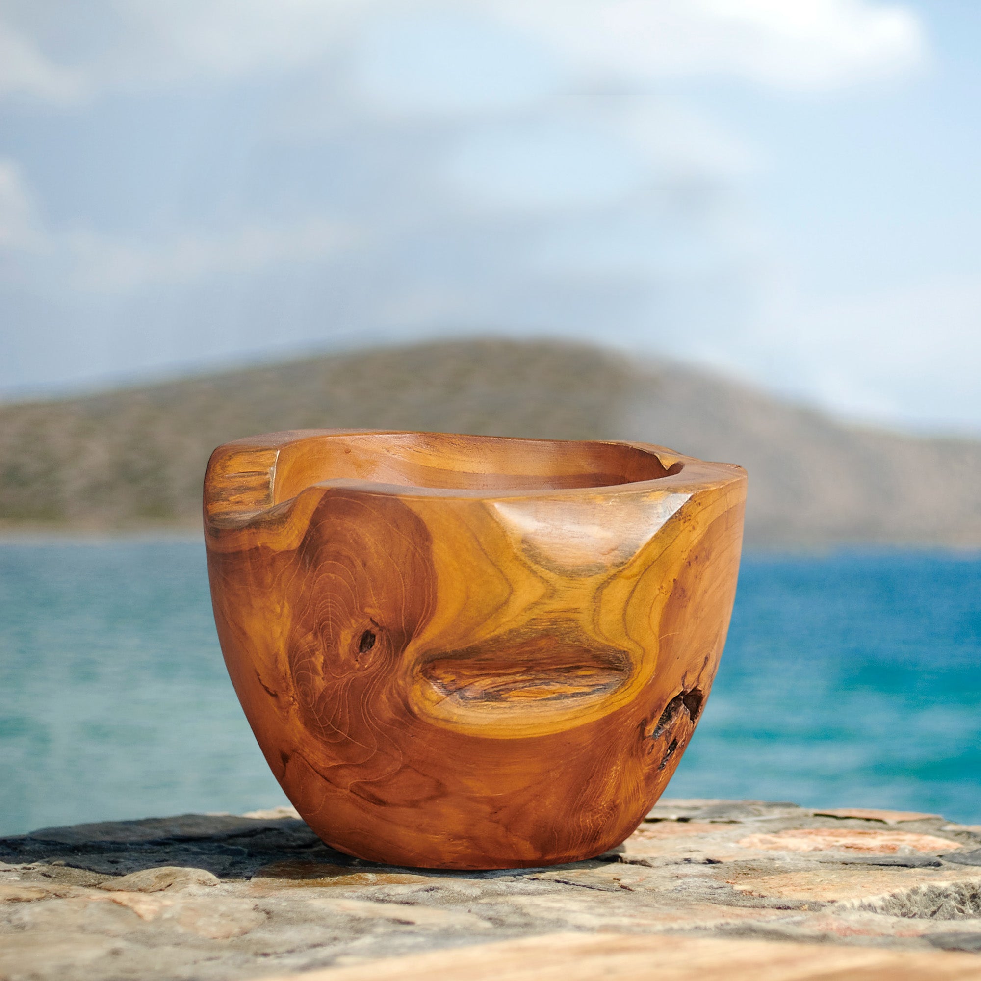 Mangkok Tebal Handcrafted Teak Bowl (11.7" x 11.7" x 8.3")