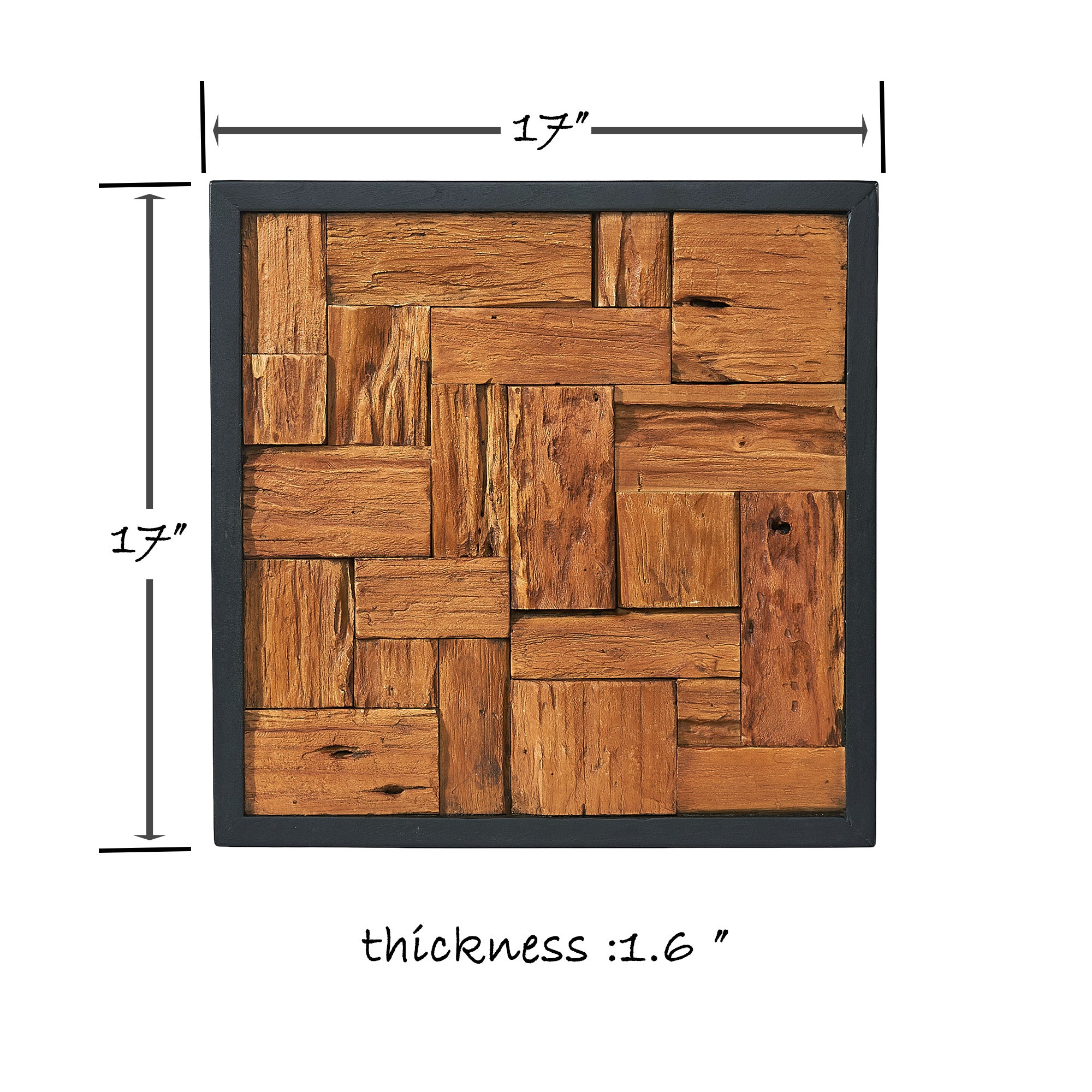 Square New Simetris Teak Wall Art (17" x 17" x 1.6")