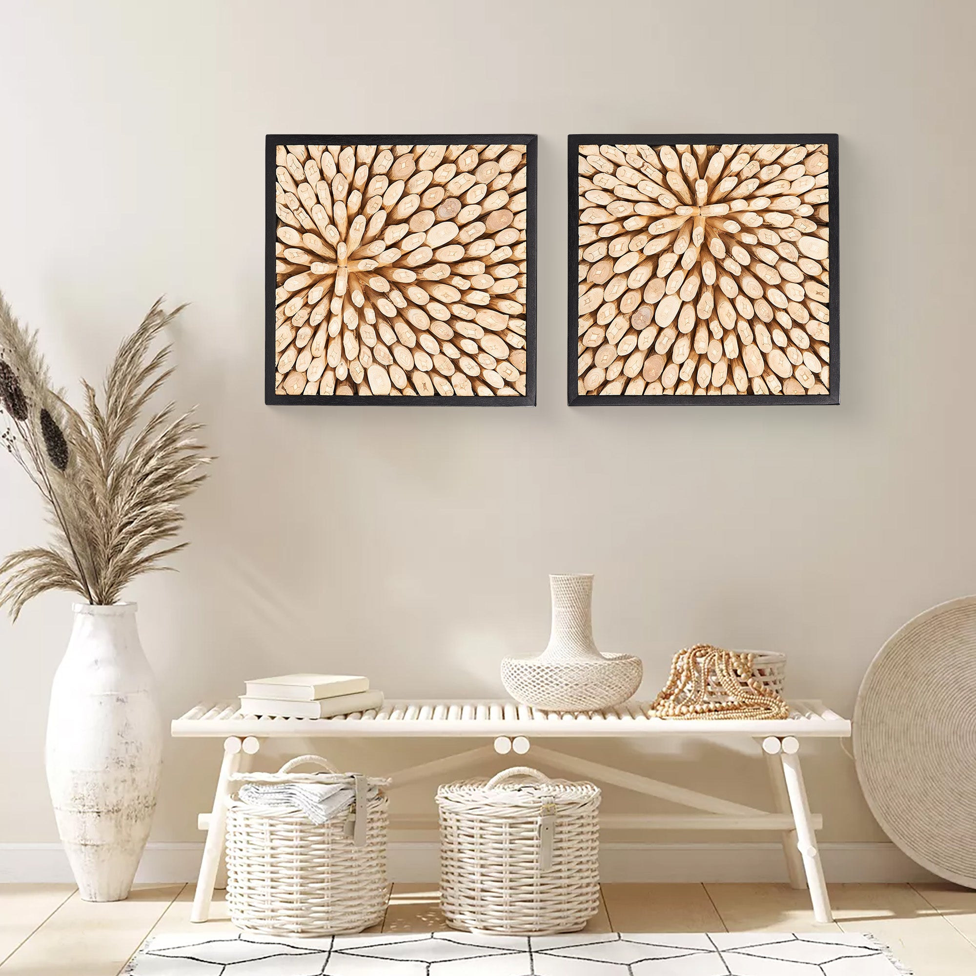 Focus Square Teak Wall Art (17" x 17" x 1.6")