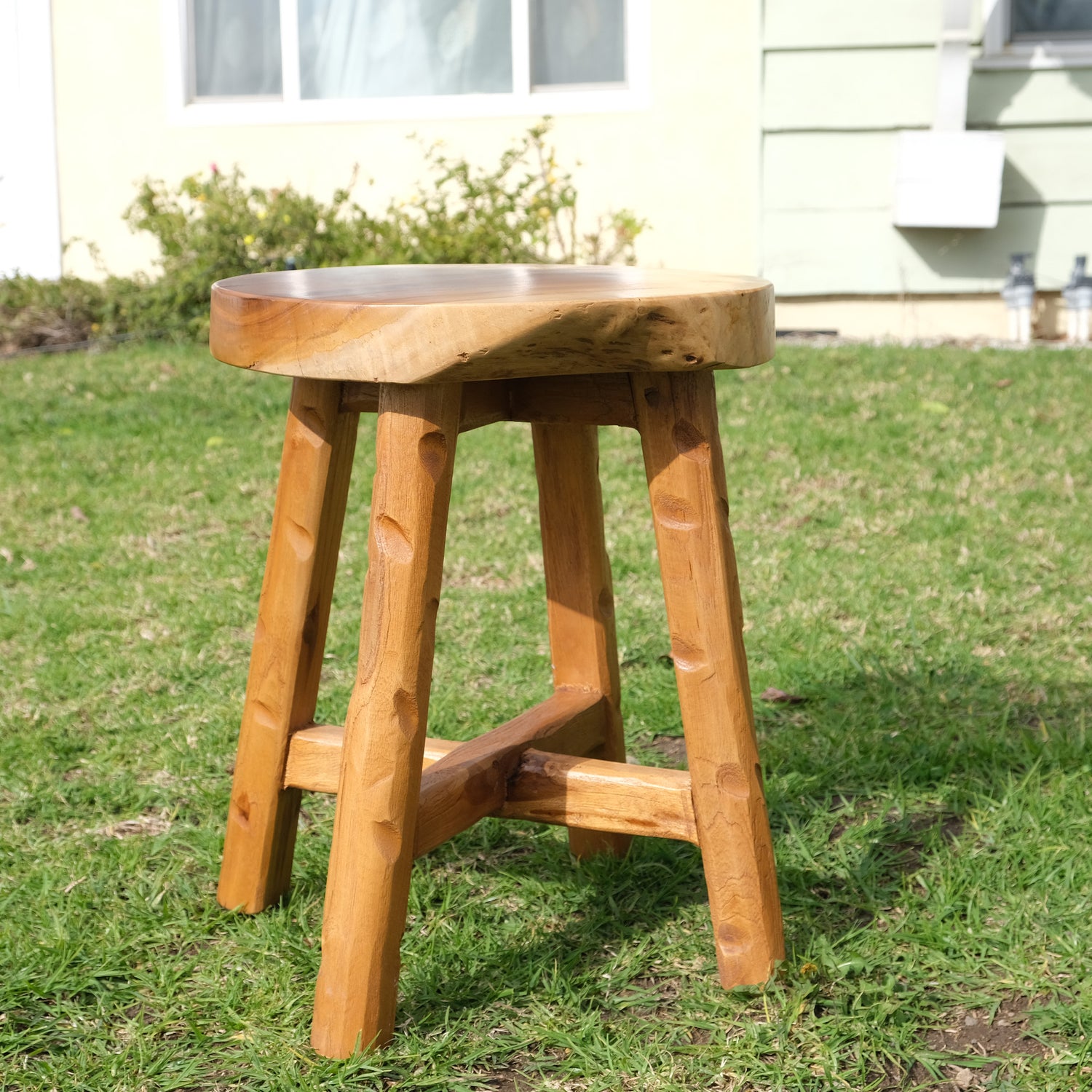 Teak Wood Stool (15.7" x 15.7" x 19.5")