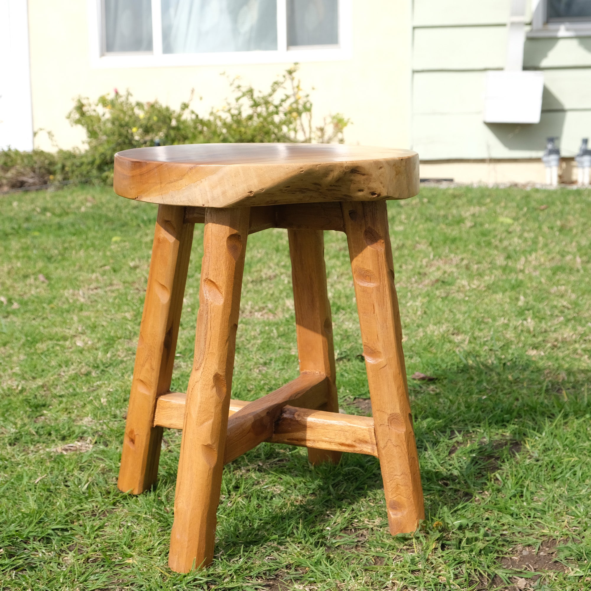 Teak Wood Stool (15.7" x 15.7" x 19.5")