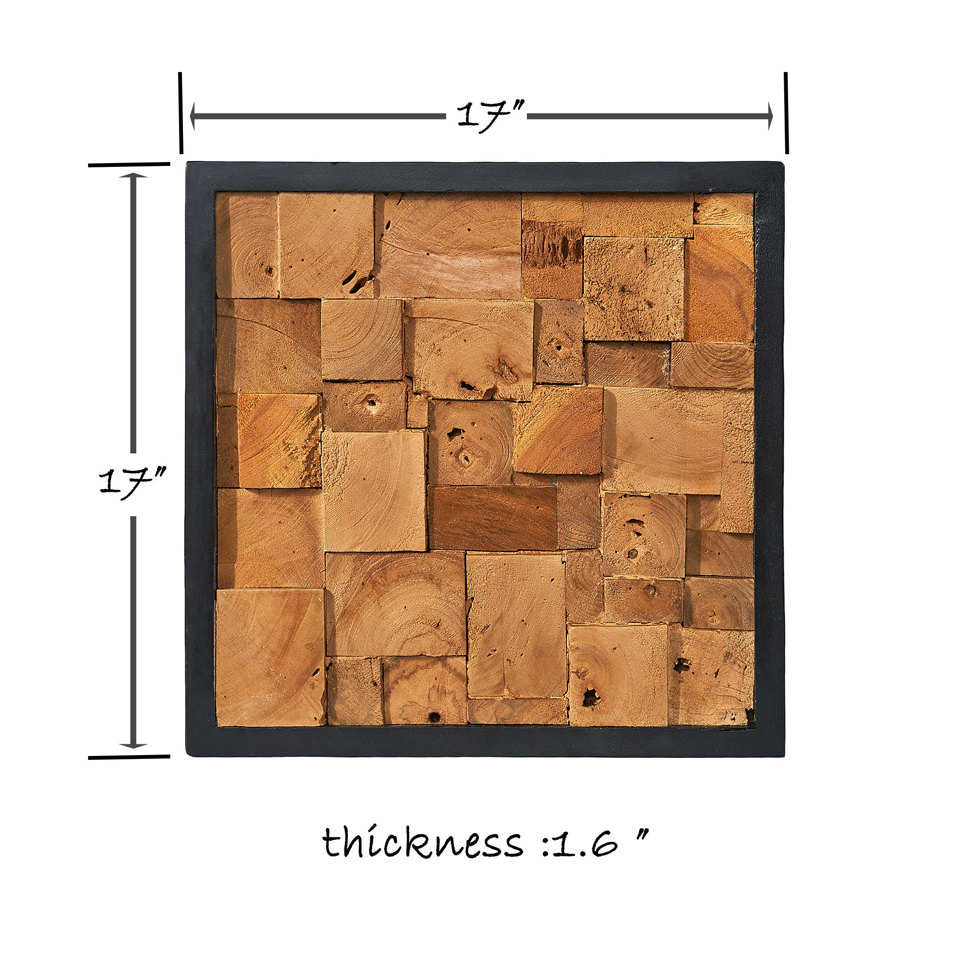 Square Simetris Teak Wall Art (17" x 17" x 1.6")