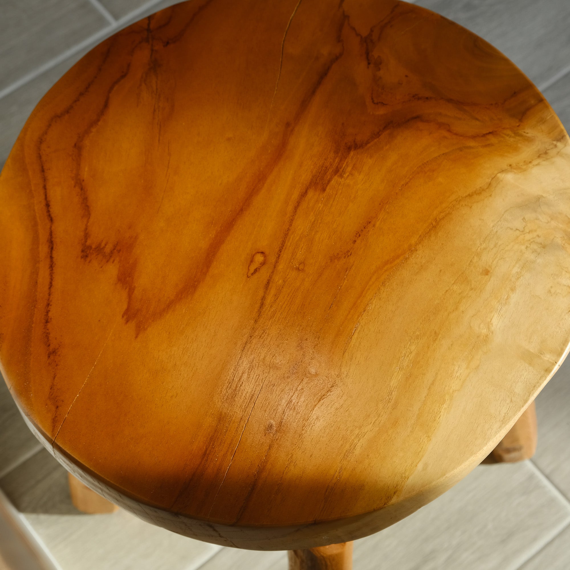 Teak Wood Stool (15.7" x 15.7" x 19.5")
