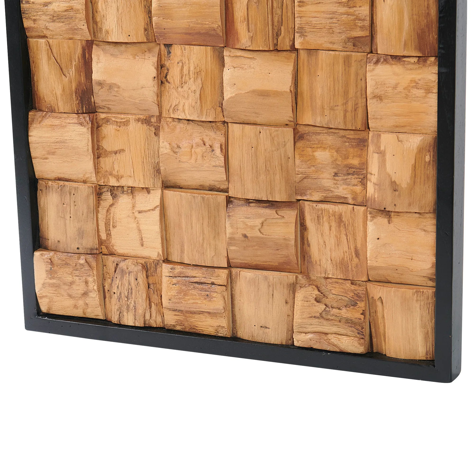 Bark Square Teak Wood Wall Art (17" x 17" x 1.6")