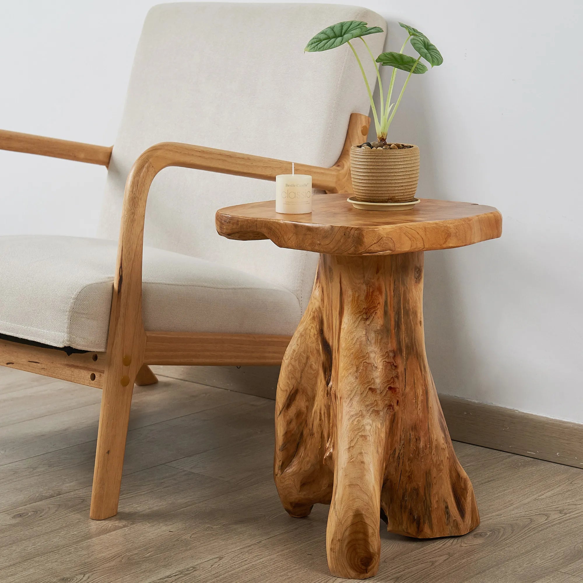 Cedar Wood Flower Stand End Table (13.5" x 15.5" x 19.5")
