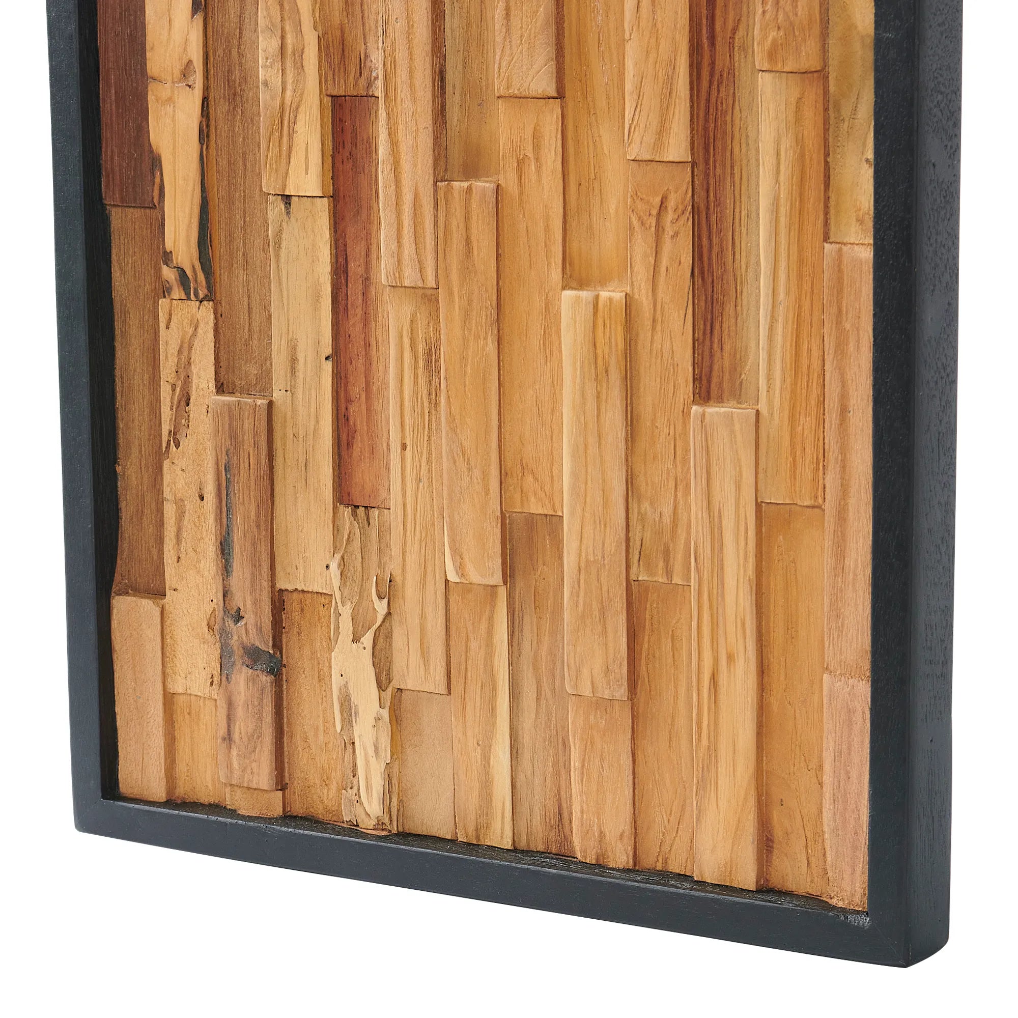 Bricks Teak Wood Wall Art (17" x 17" x 1.6")