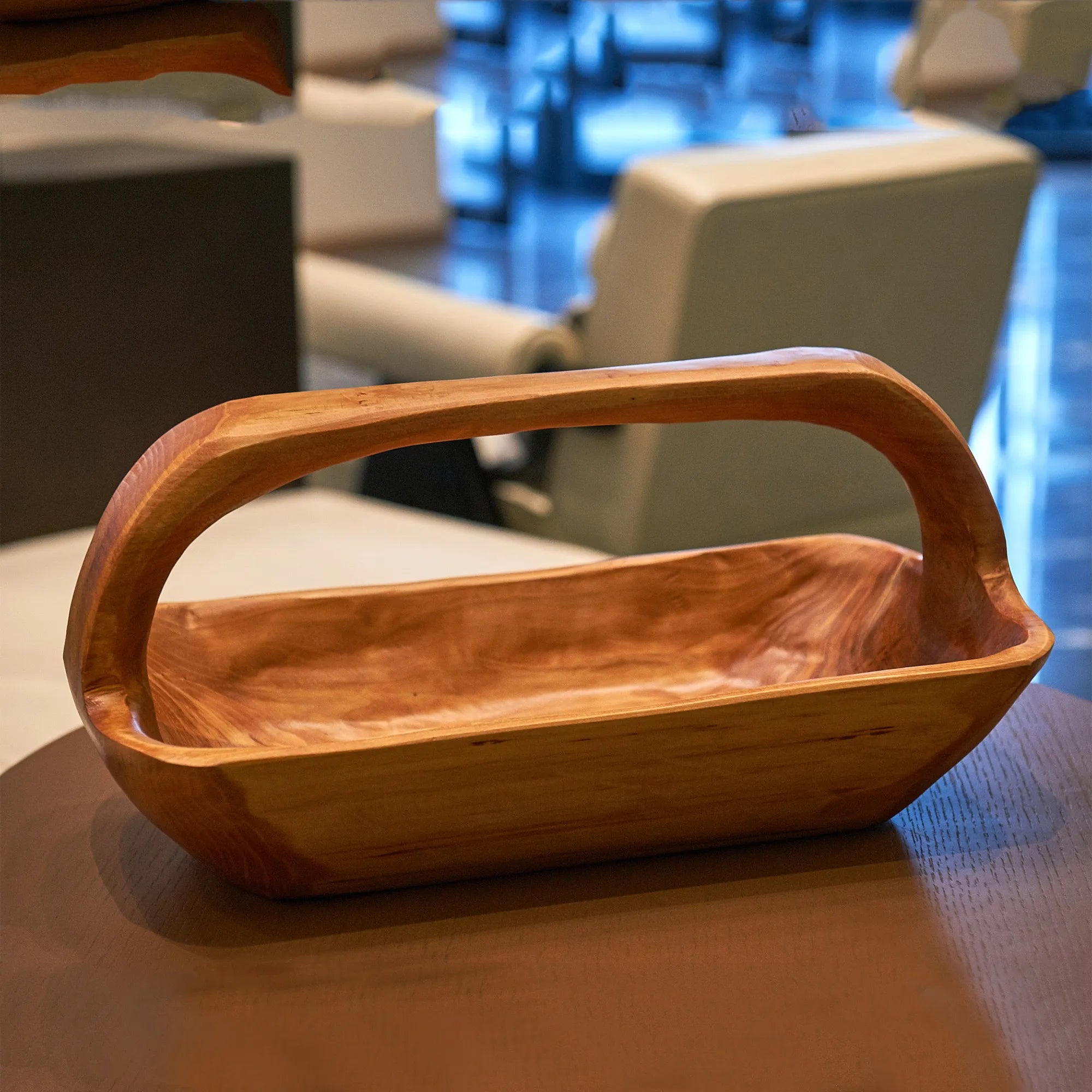 Rectangle Cedar Wood Serving Basket (16.8" x 8.2" x 7.8")