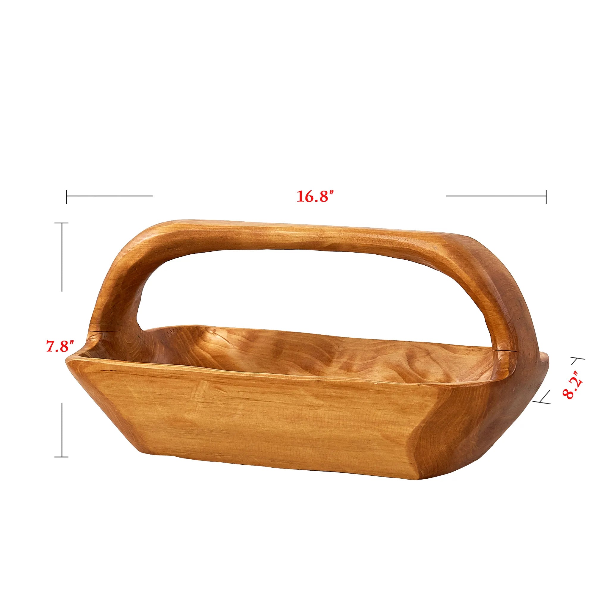 Rectangle Cedar Wood Serving Basket (16.8" x 8.2" x 7.8")