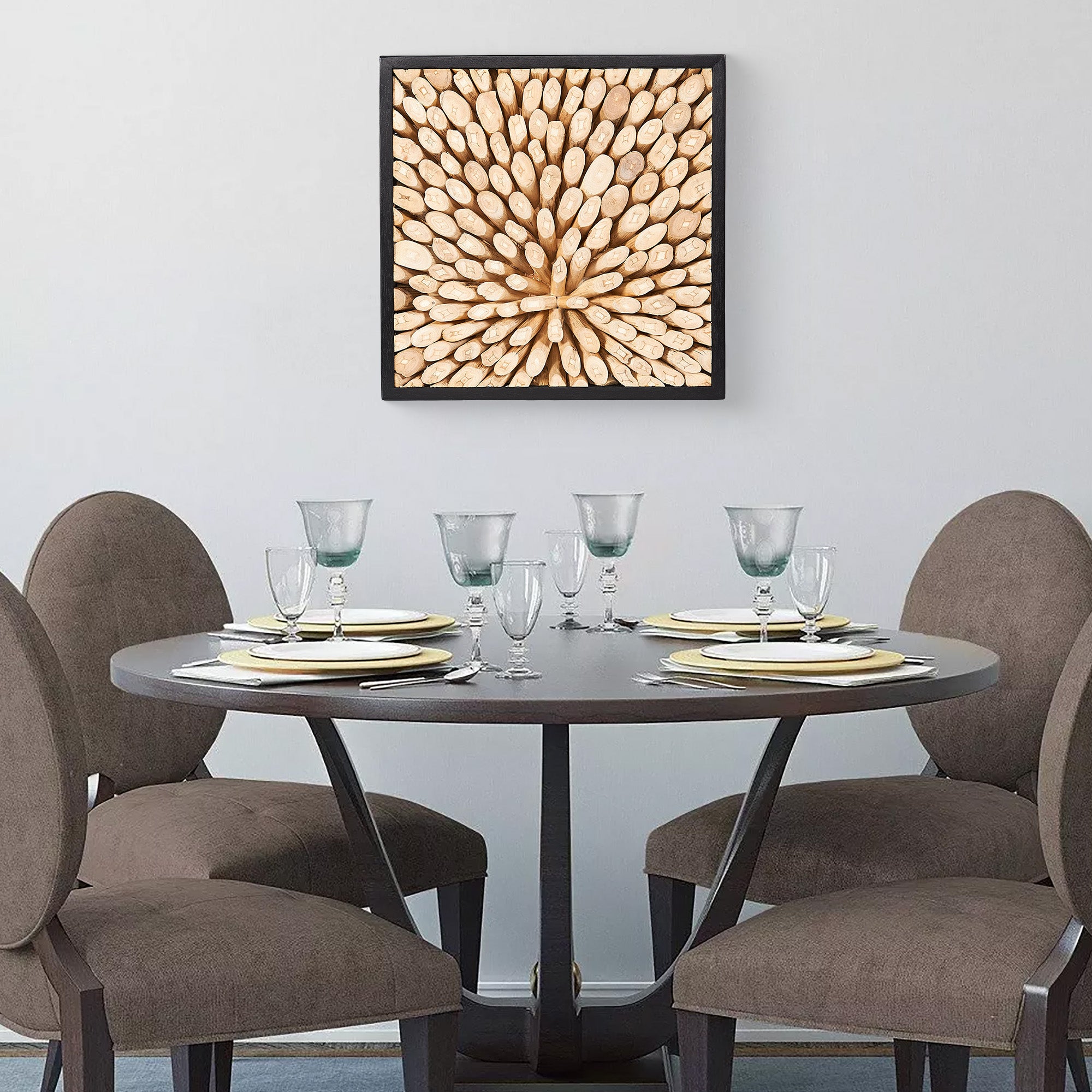 Focus Square Teak Wall Art (17" x 17" x 1.6")
