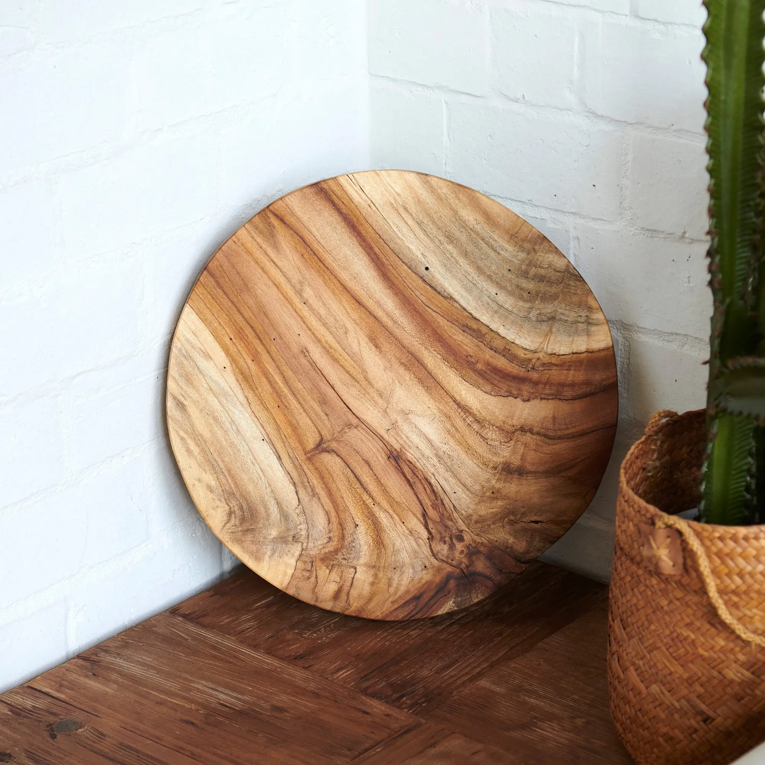 Teak Round Wood Slab-15.7" x 15.7"