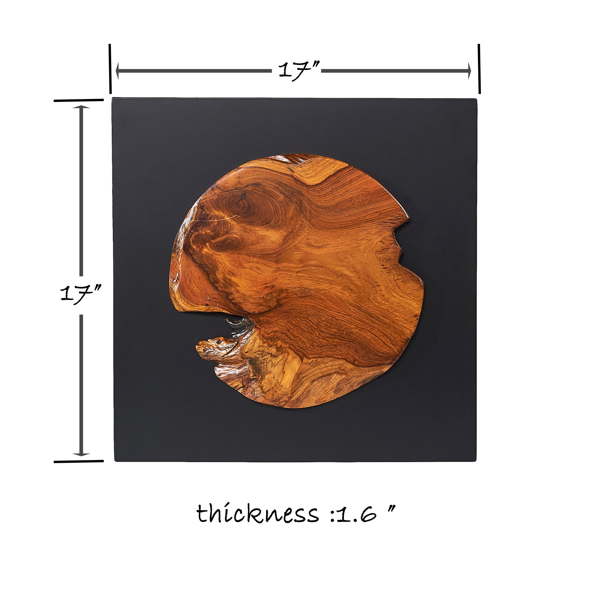 Round Insert Abstract Teak Wall Art(17" x 17" x 1.6")