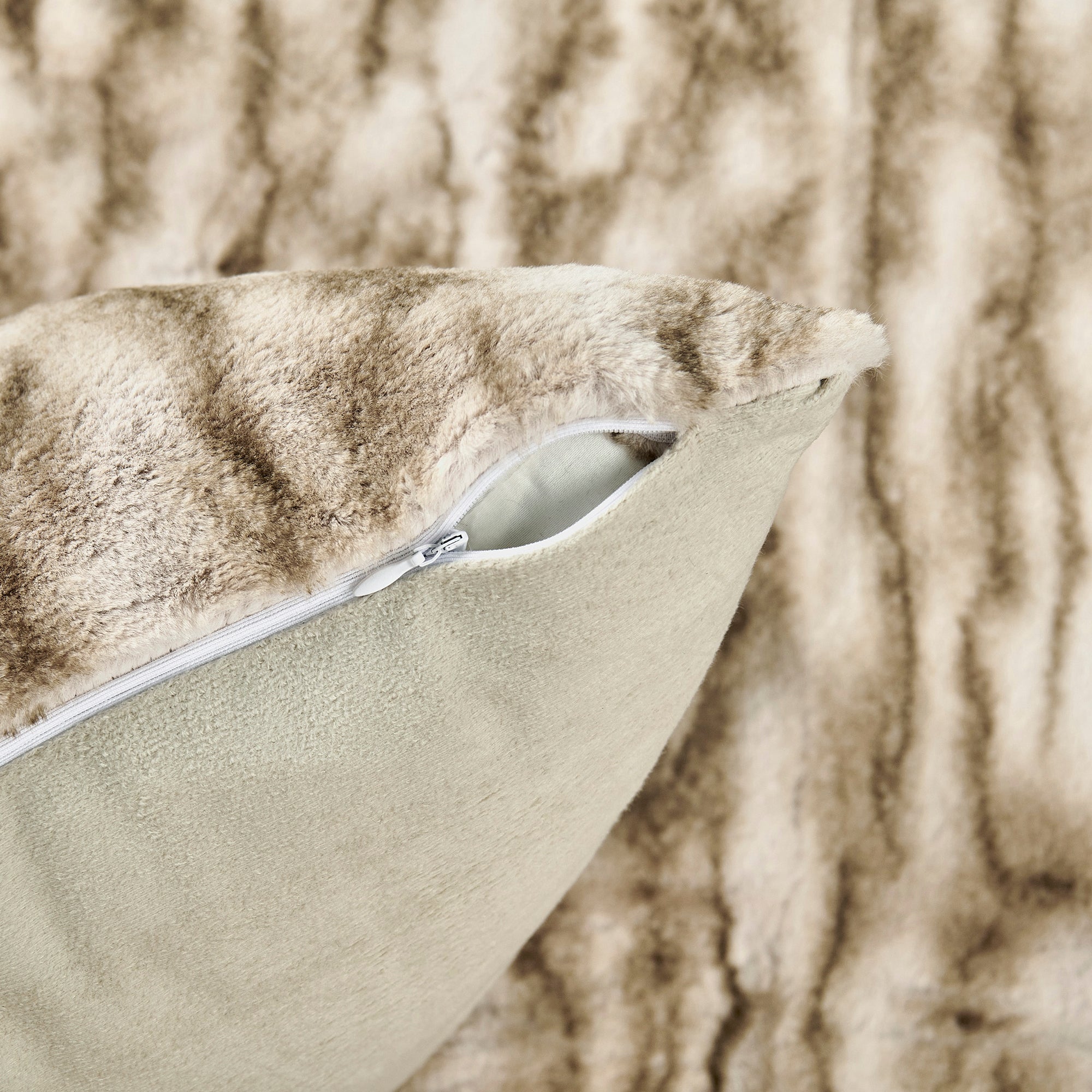 Raccoon Faux Fur Throw Blanket & Pillow Cover Set