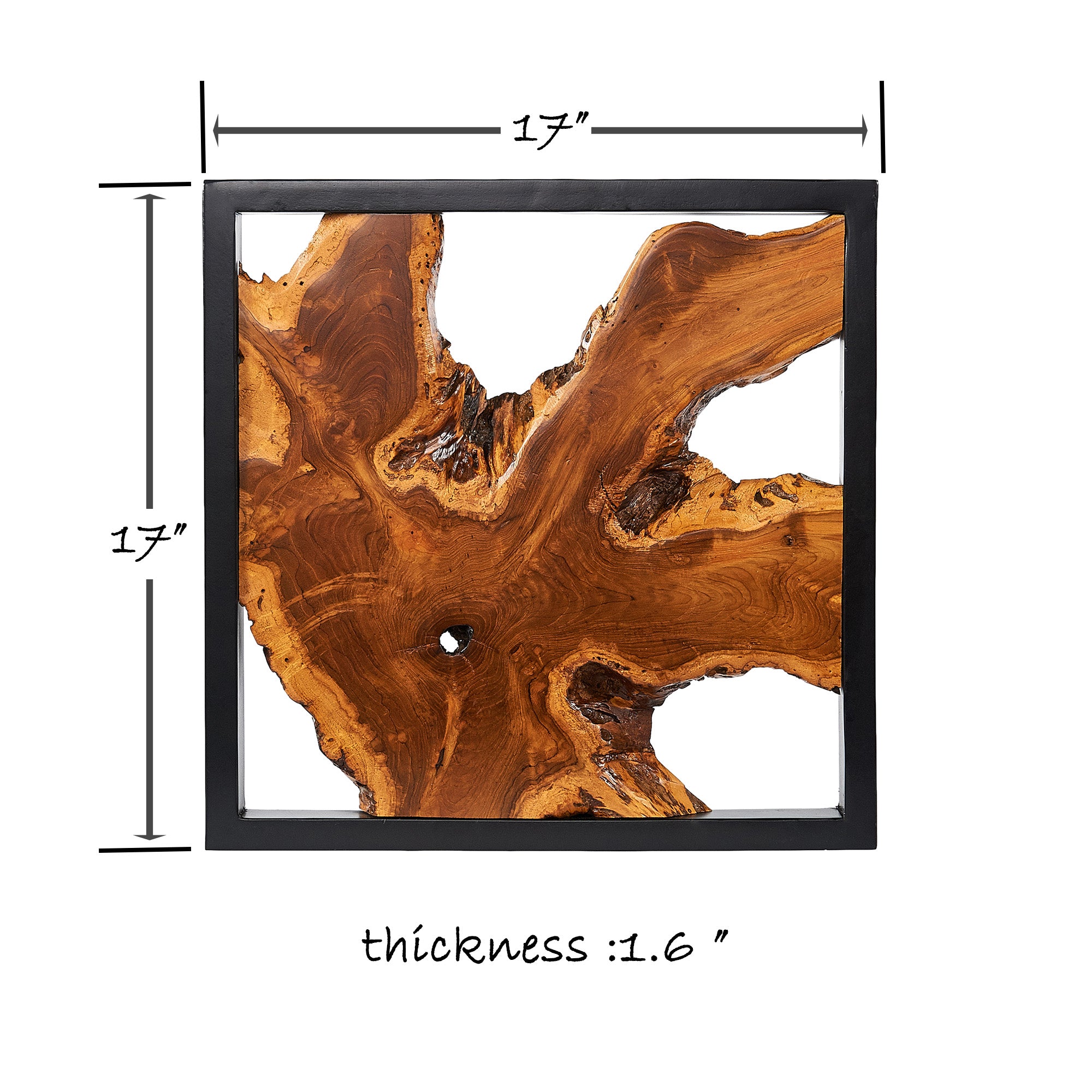 Vertical Ampyang Teak Wall Art (17" x 17" x 1.6")