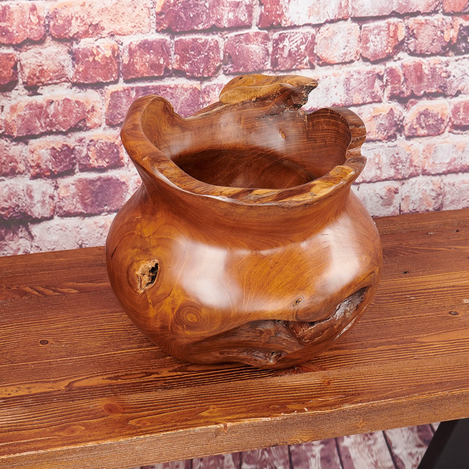 Cowak Handcrafted Teak Vase Gentong (11.8" x 11.8" x 9.8")