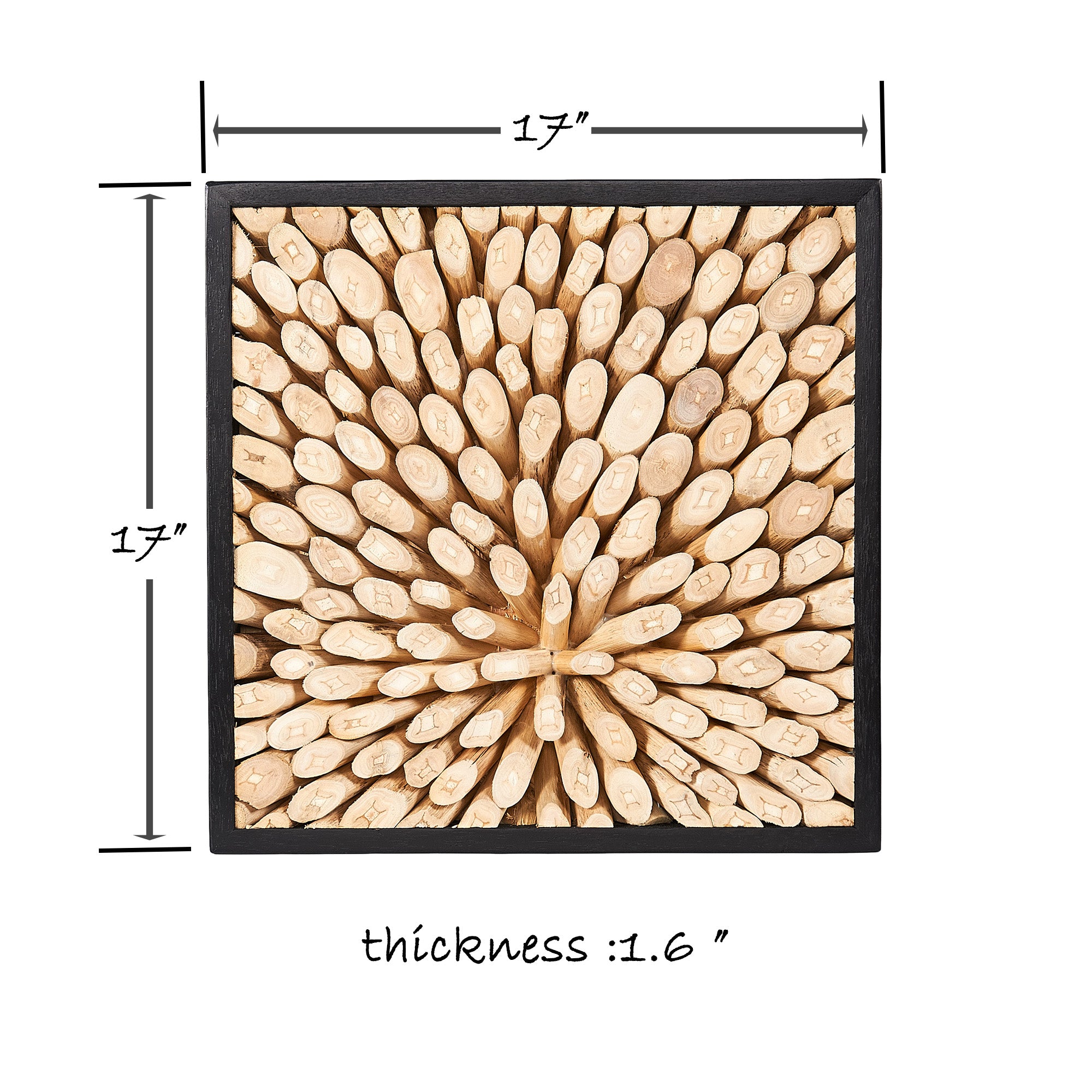 Focus Square Teak Wall Art (17" x 17" x 1.6")