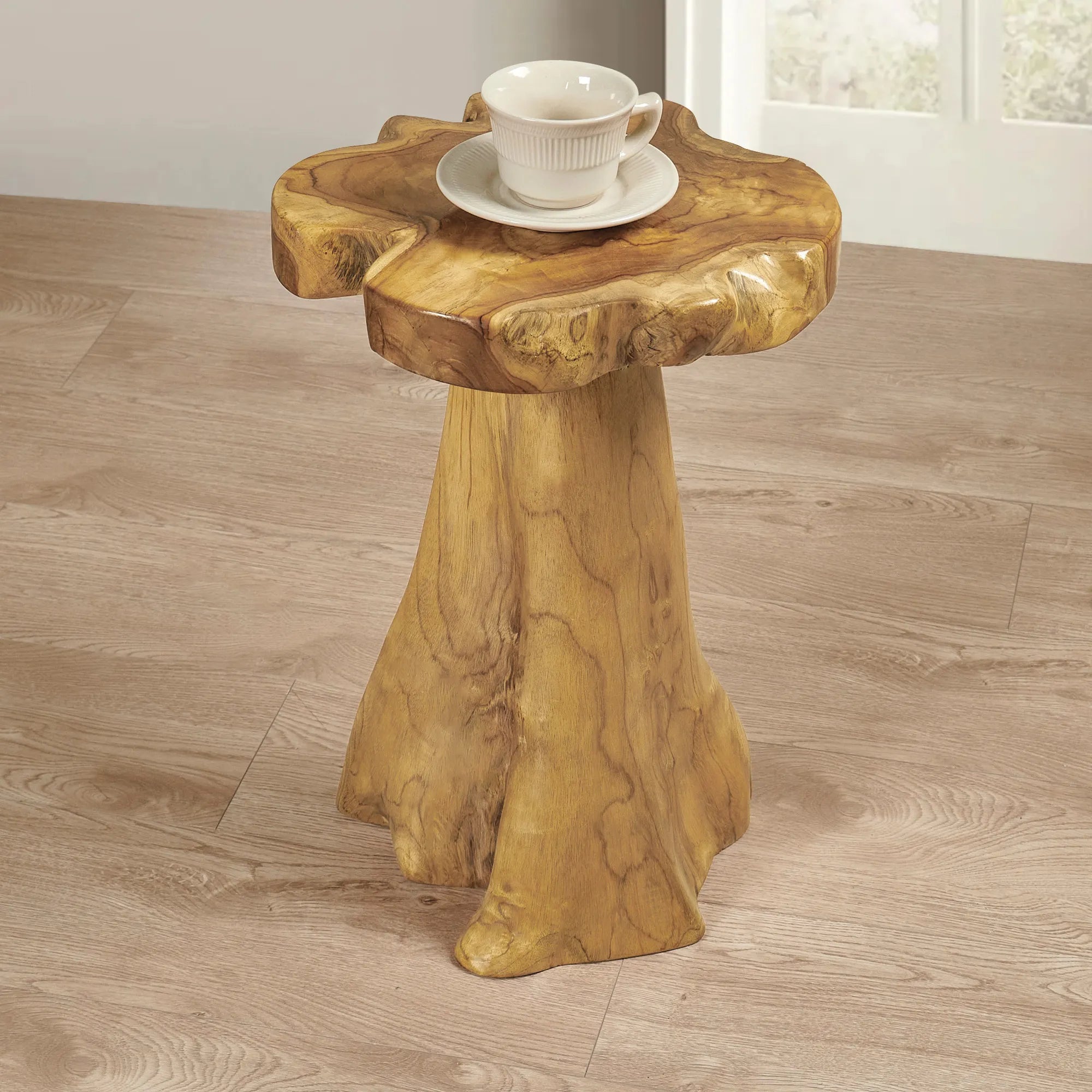 Teak Wood End Table - 15.5" x 15.5" x 19.5"