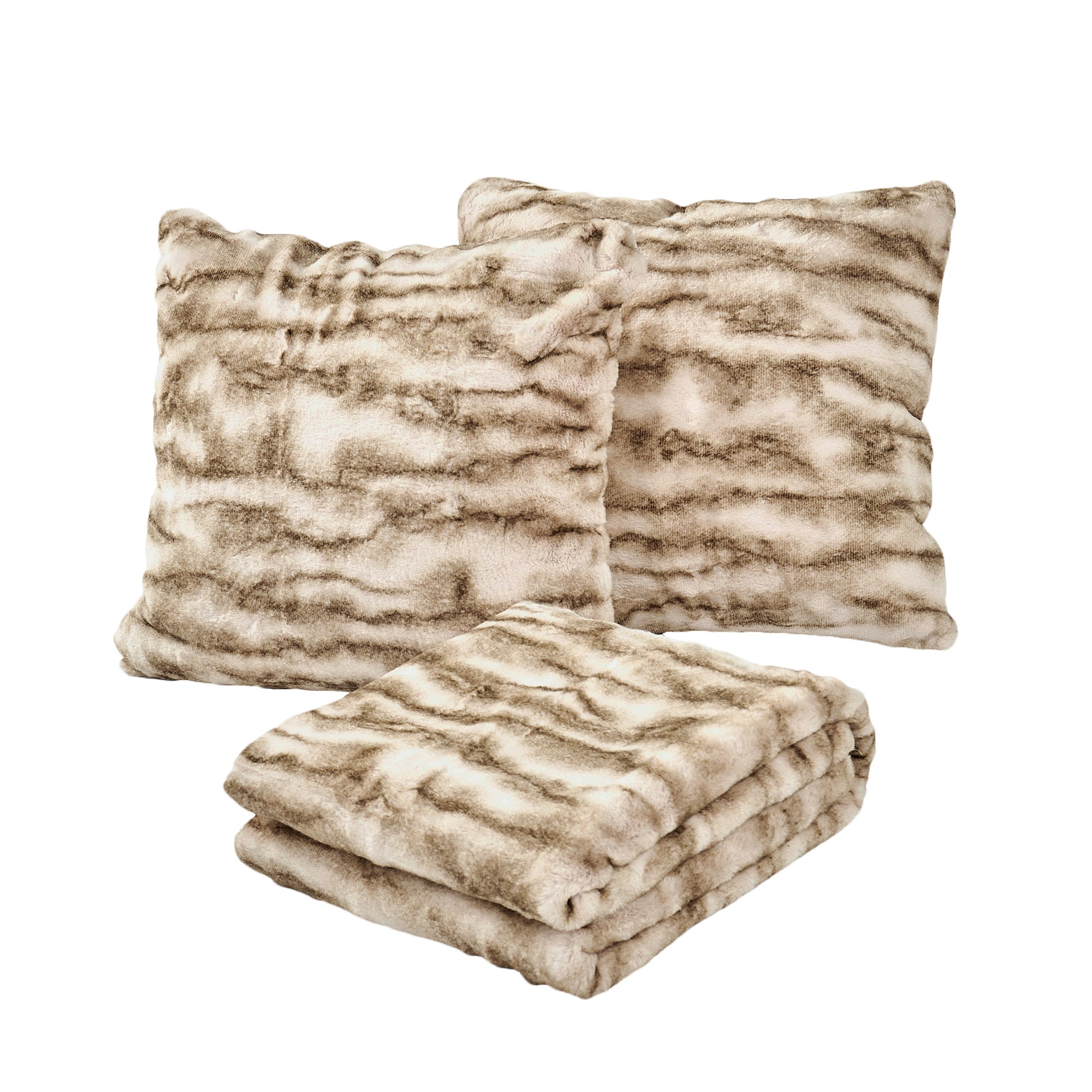 Raccoon Faux Fur Throw Blanket & Pillow Cover Set