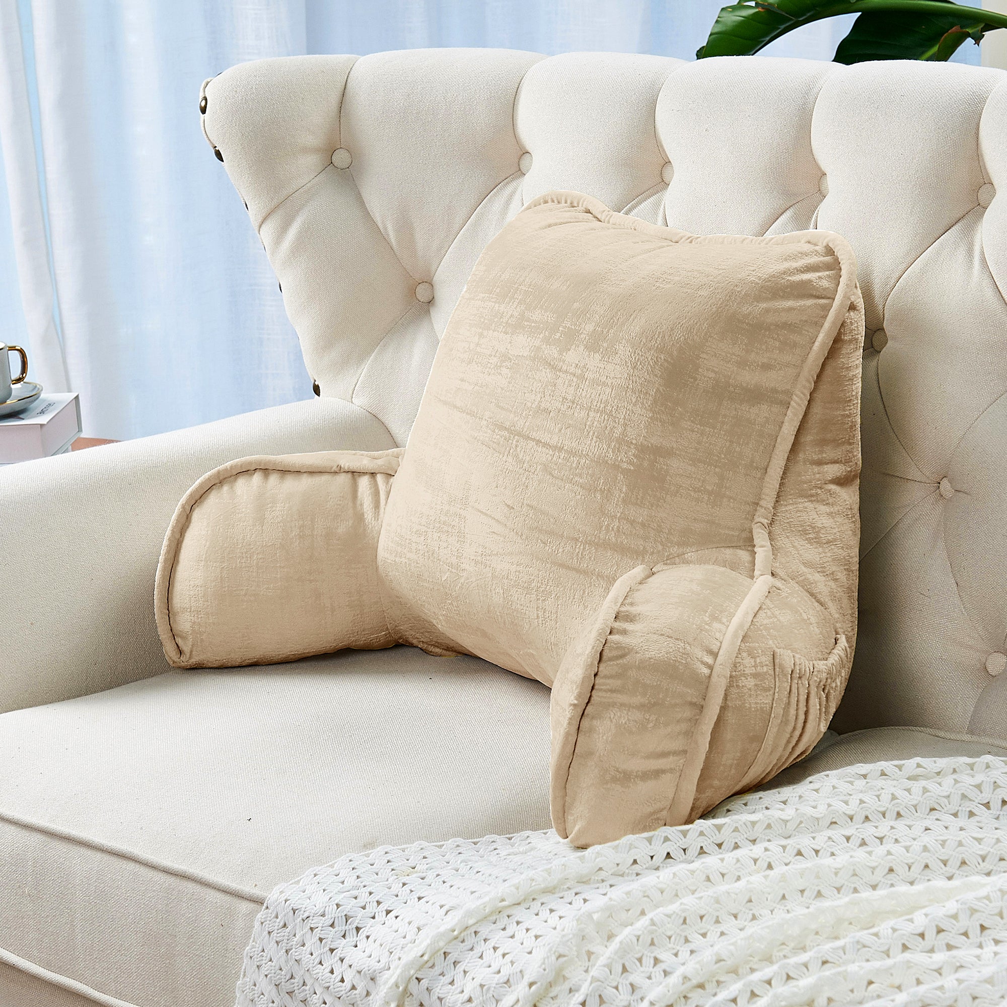 Textured Velvet Bedrest Pillow (20"x18"x17")