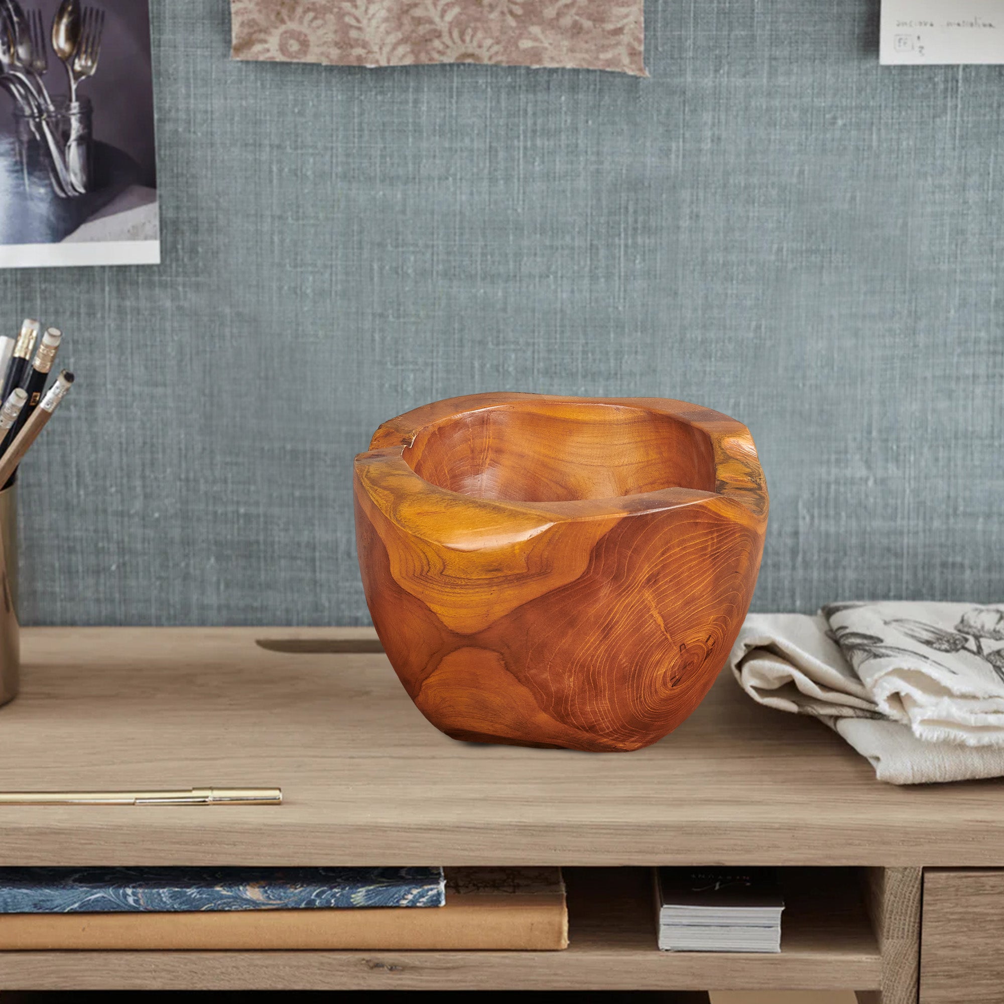 Mangkok Tebal Handcrafted Teak Bowl (11.7" x 11.7" x 8.3")