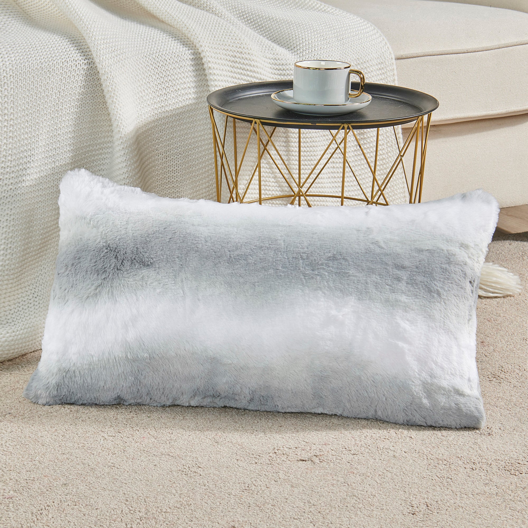 Beckie Stripe Faux Fur 2 Piece Decorative Pillow Covers (14" x 26")