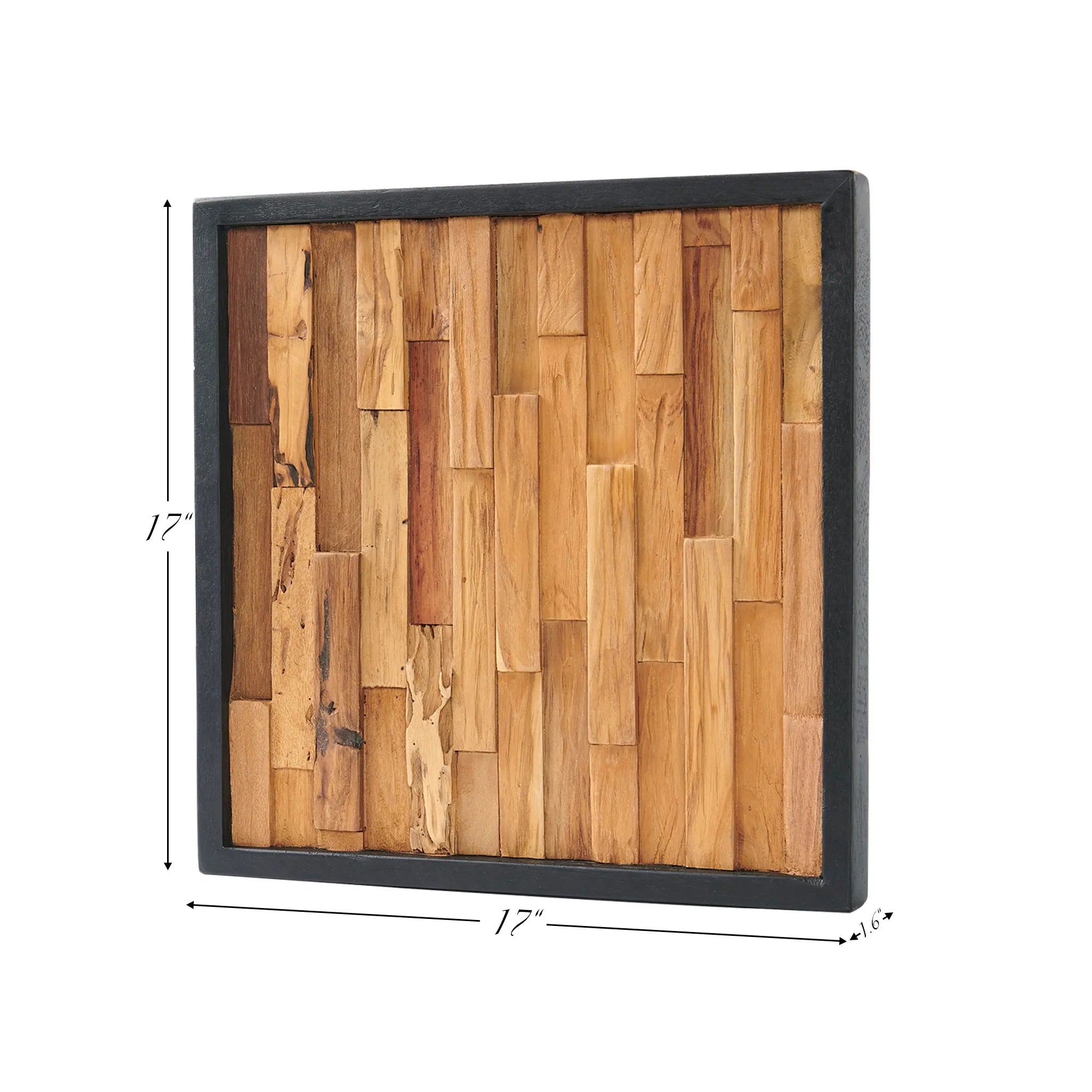 Bricks Teak Wood Wall Art (17" x 17" x 1.6")