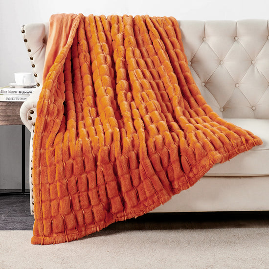 Stretchy Solid Color Faux Fur Throw Blanket - 50" x 60"