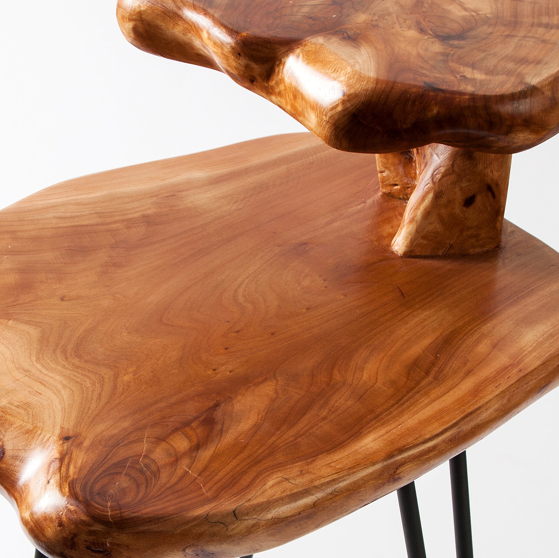 Natural Edge Cedar Wood Dual-Tier End Table (18" x 15.5" x 26")
