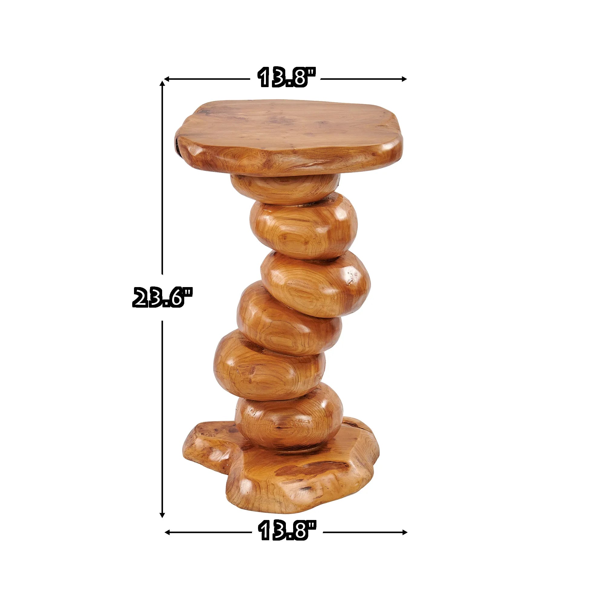 Cedar Wood Multibeads End Table (13.8" x 13.8" x 23.6")