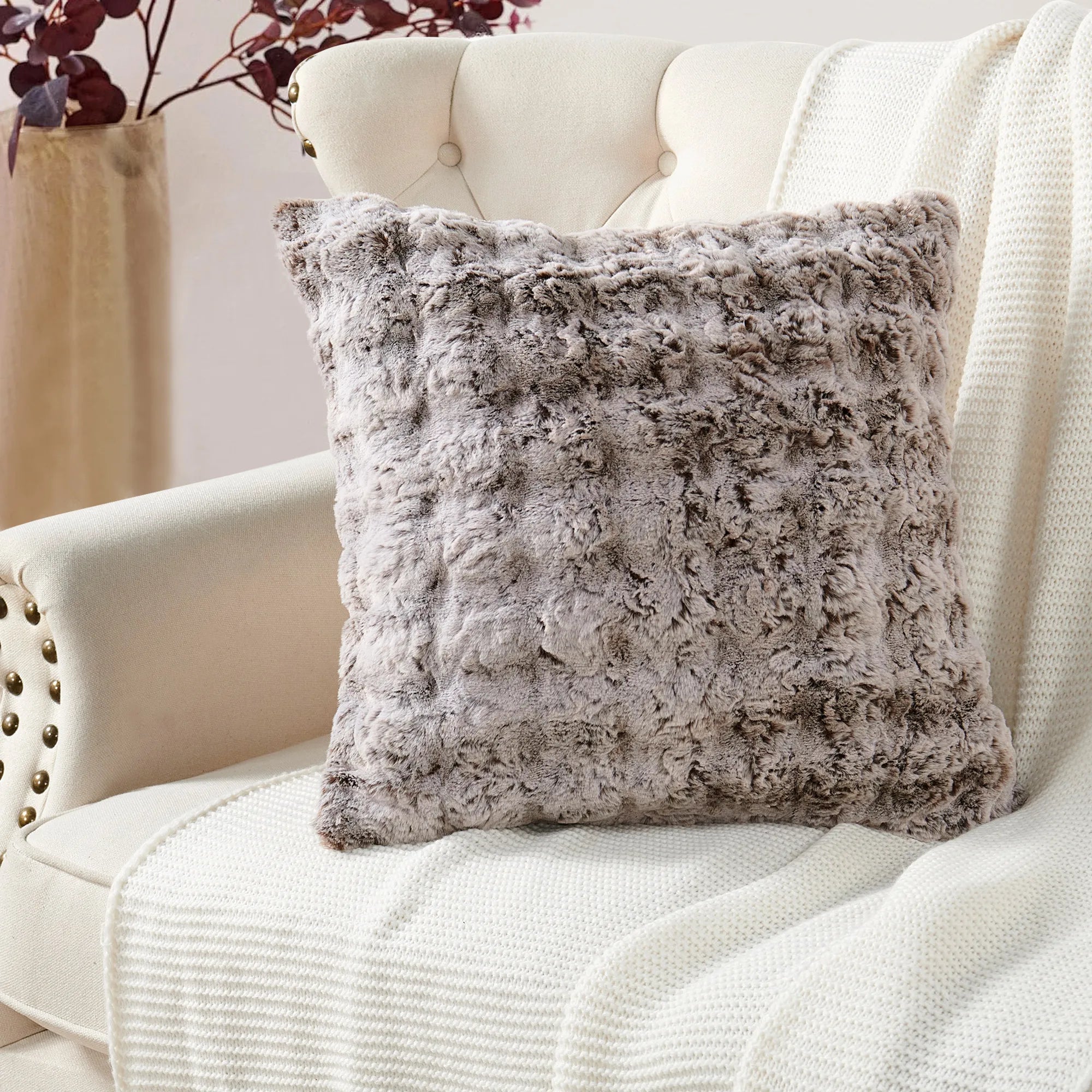 Variegated Faux Fur 1 Piece Decorative Pillow Cover (20" x 20")