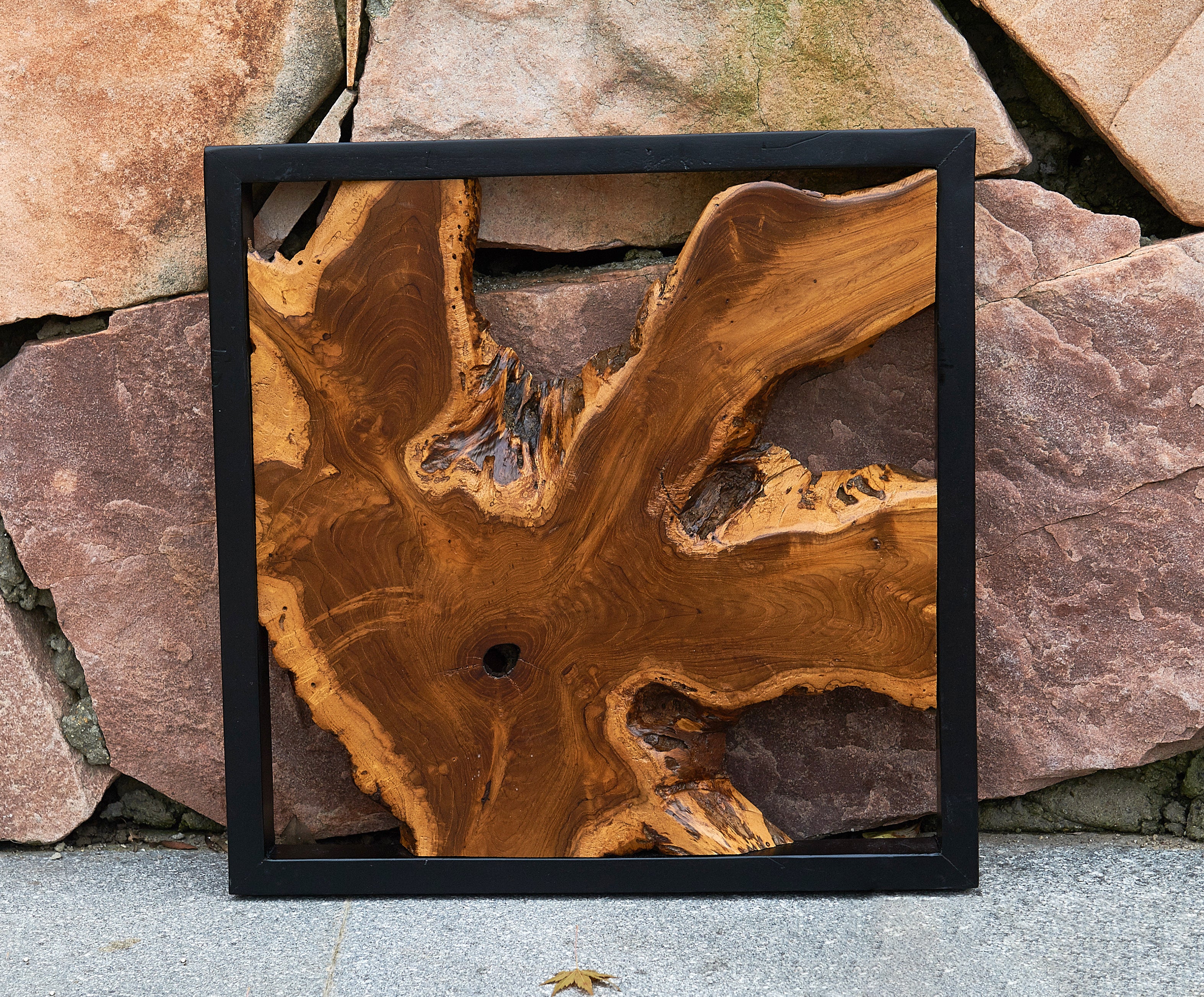 Vertical Ampyang Teak Wall Art (17" x 17" x 1.6")
