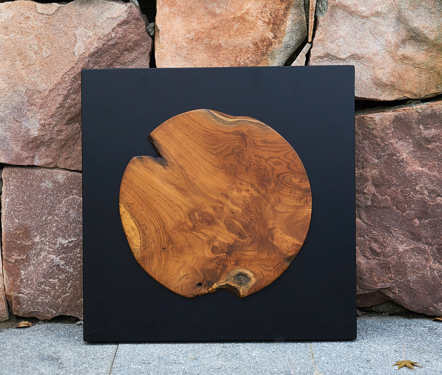 Round Insert Abstract Teak Wall Art(17" x 17" x 1.6")