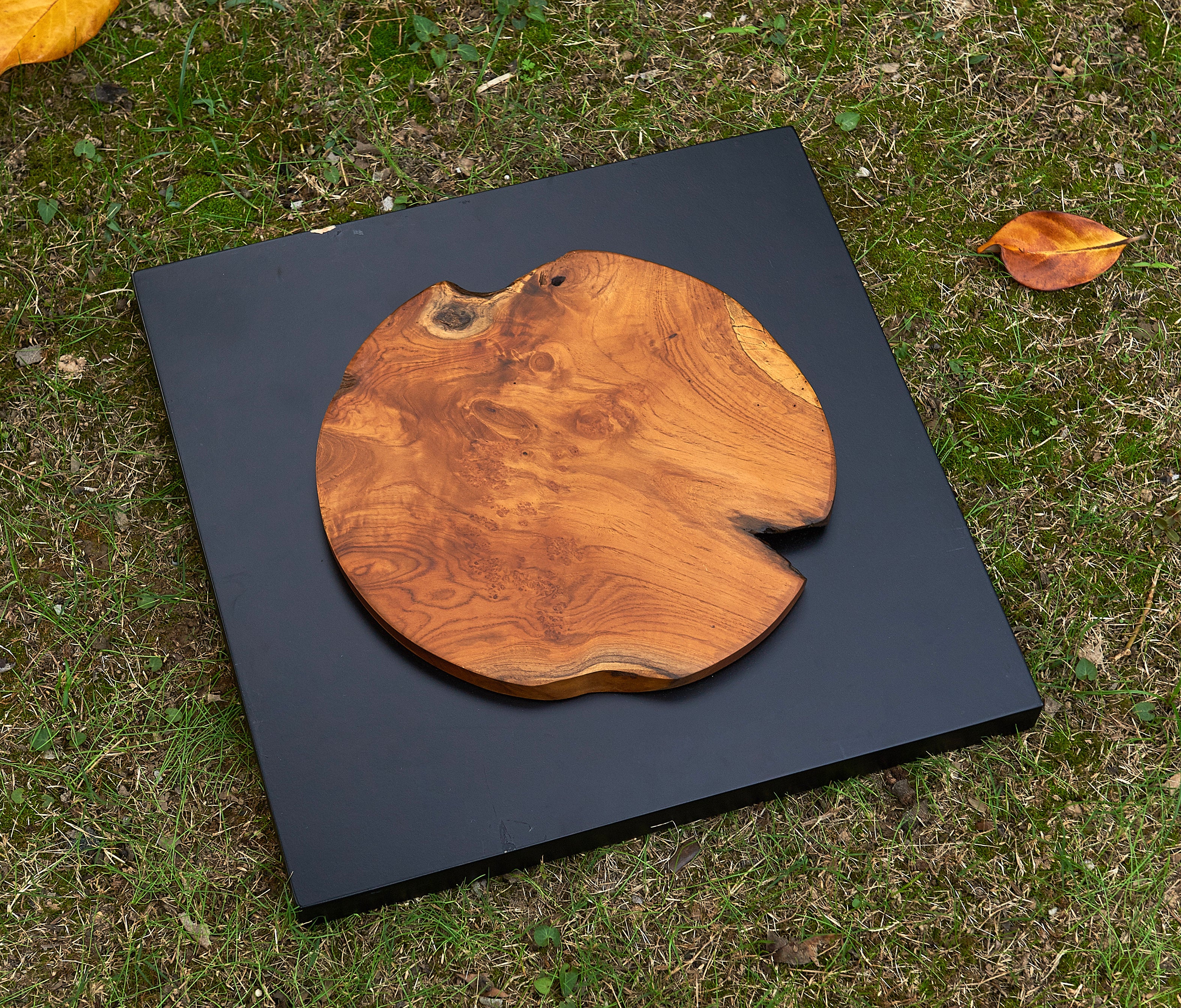 Round Insert Abstract Teak Wall Art(17" x 17" x 1.6")