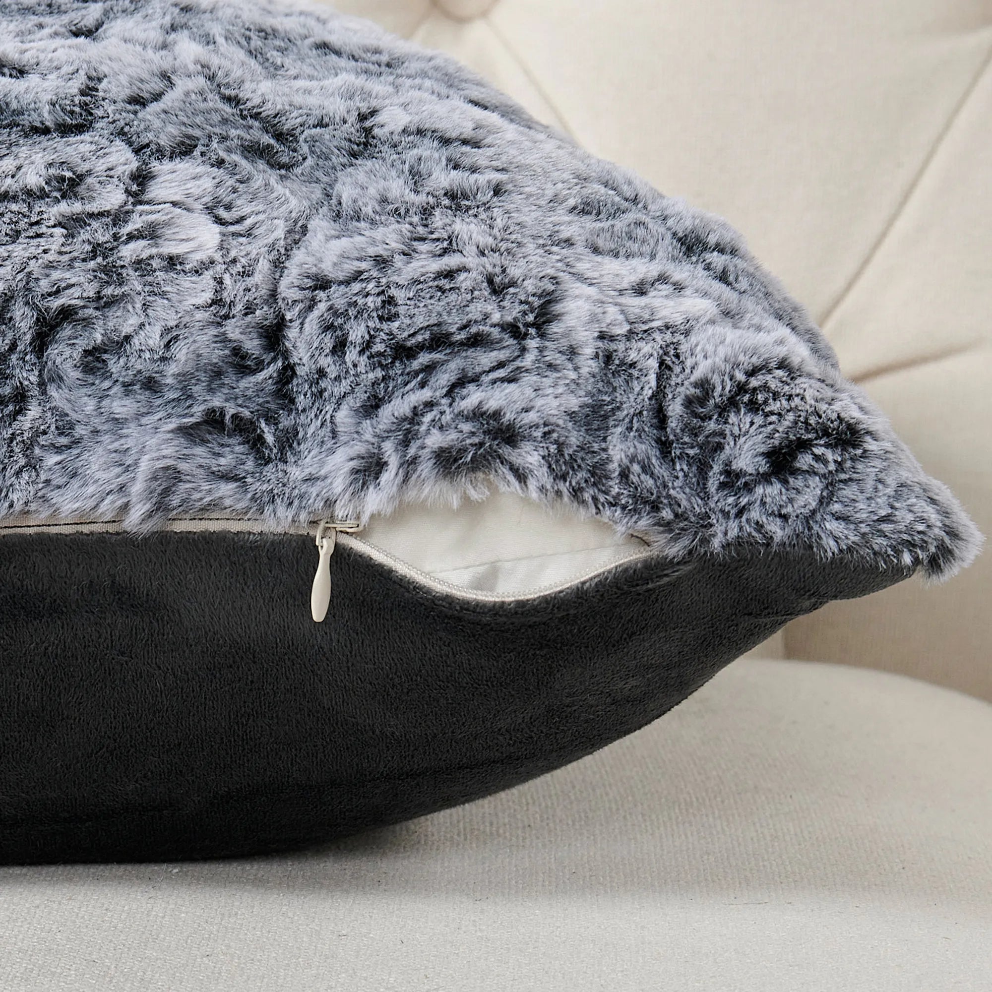 Variegated Faux Fur 1 Piece Decorative Pillow Cover (20" x 20")