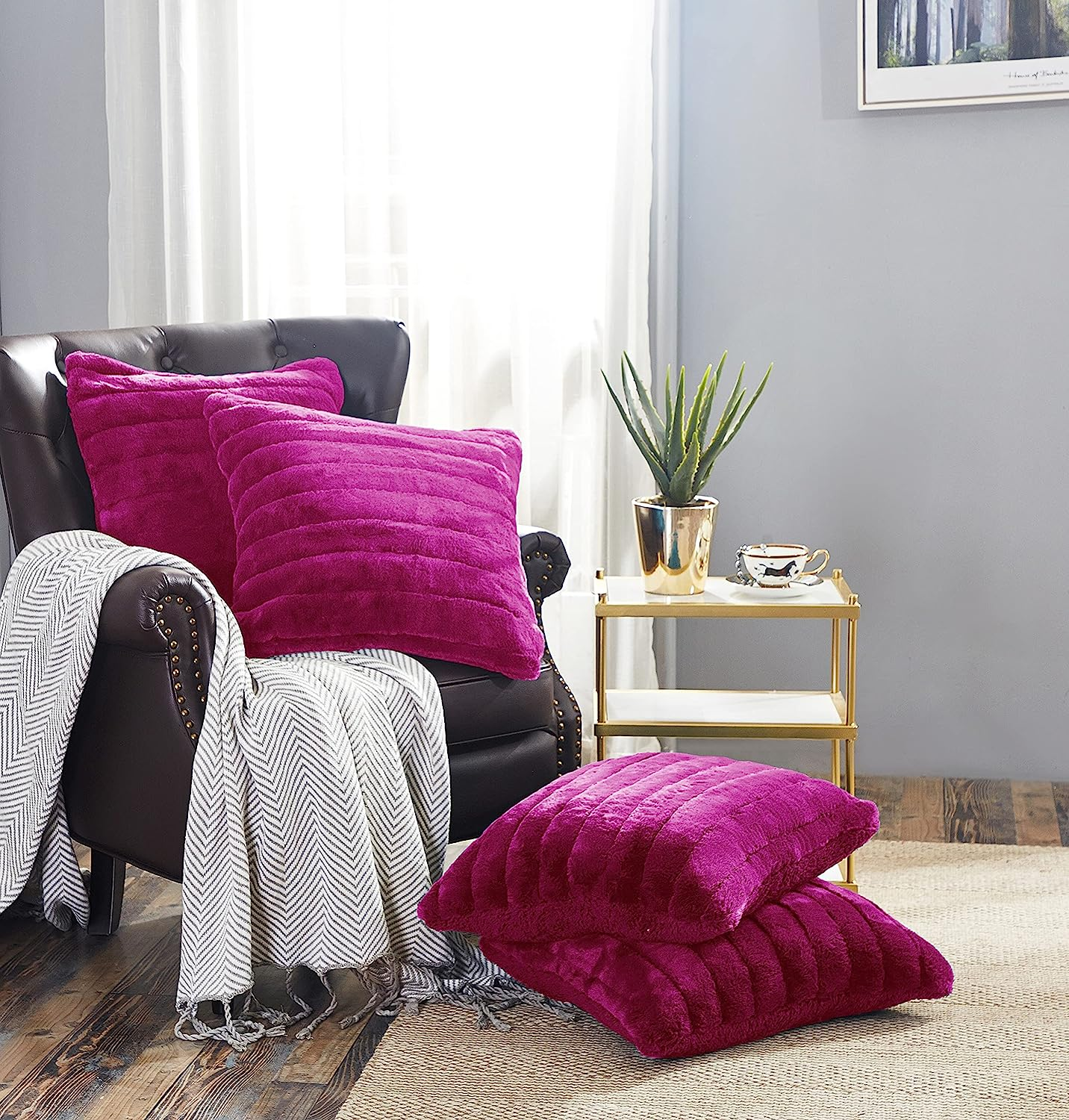 4 Piece Super Mink Throw Pillow Covers (20" x 20")