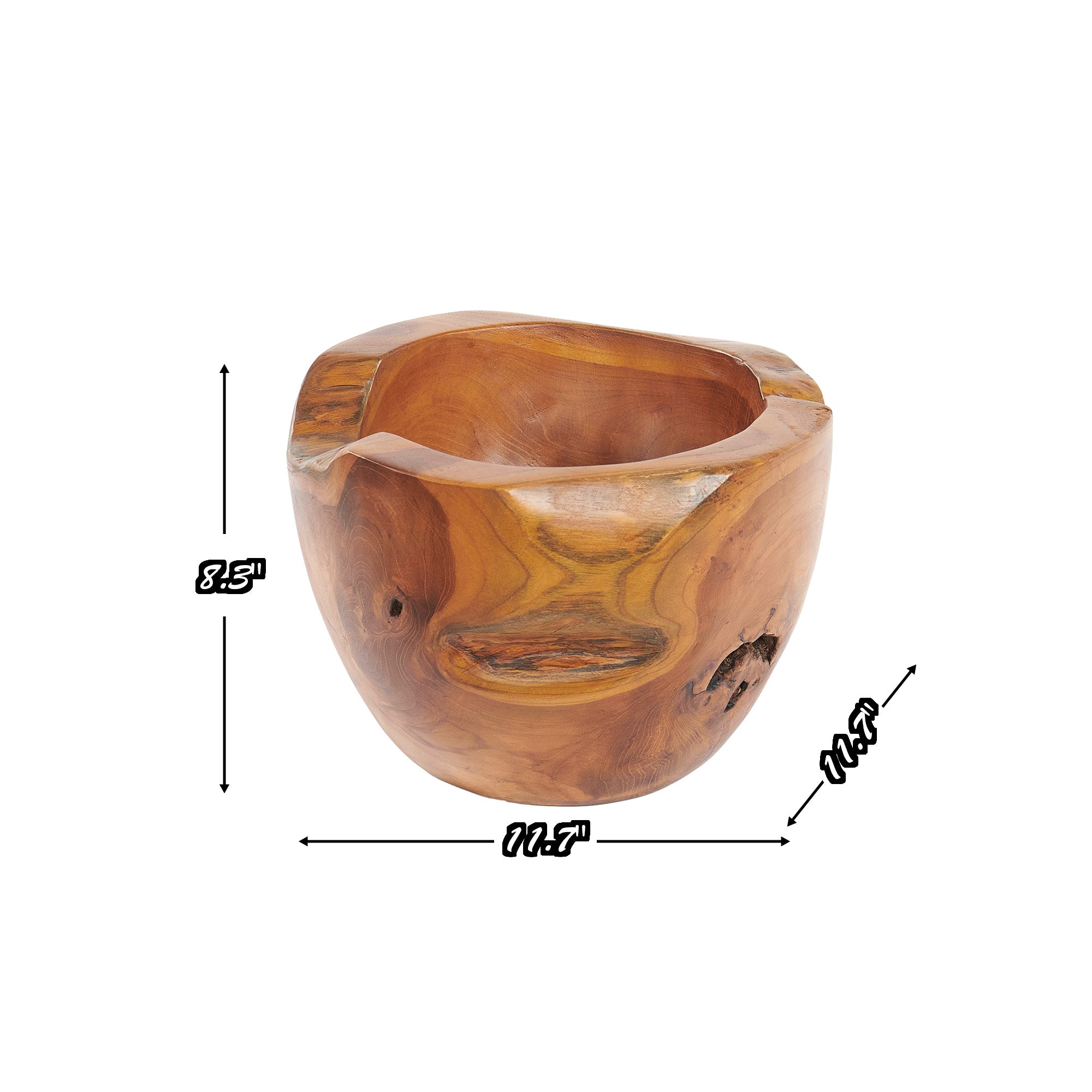 Mangkok Tebal Handcrafted Teak Bowl (11.7" x 11.7" x 8.3")