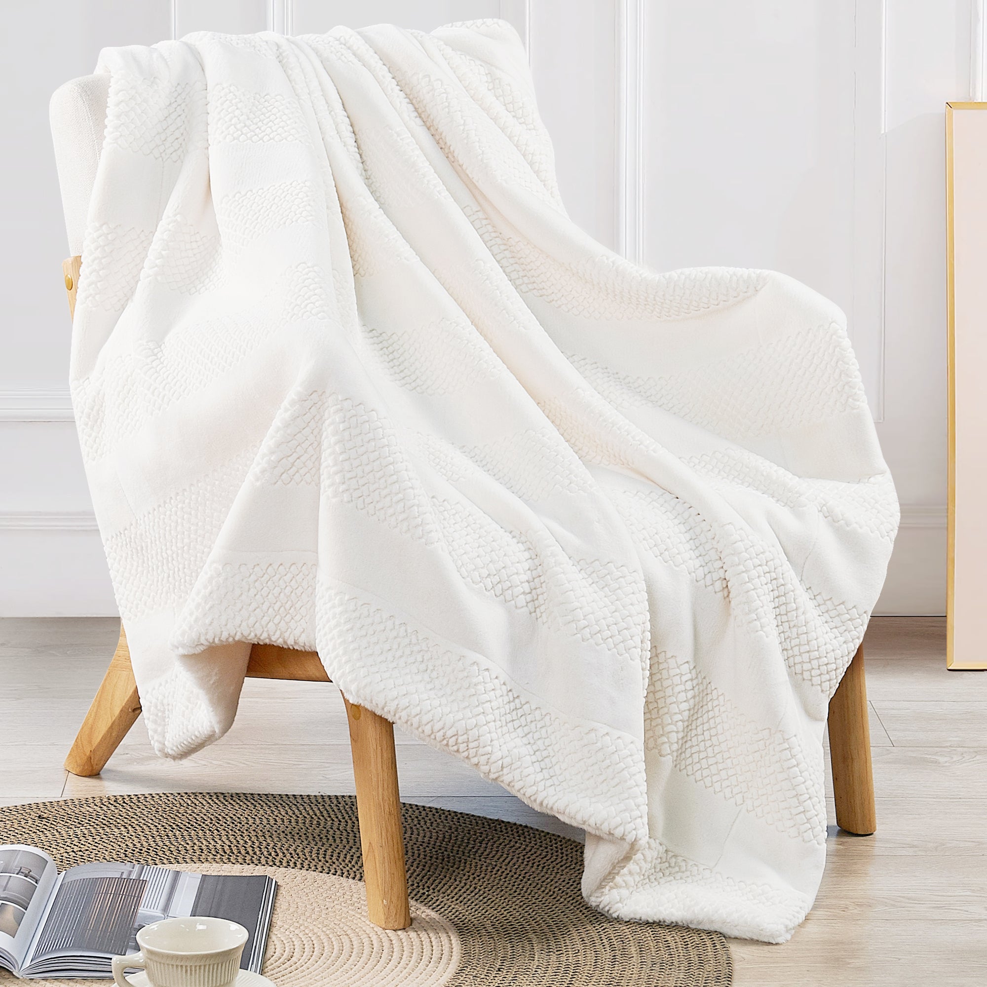 Snow Rabbit Faux Fur Throw Blanket (50"x60")