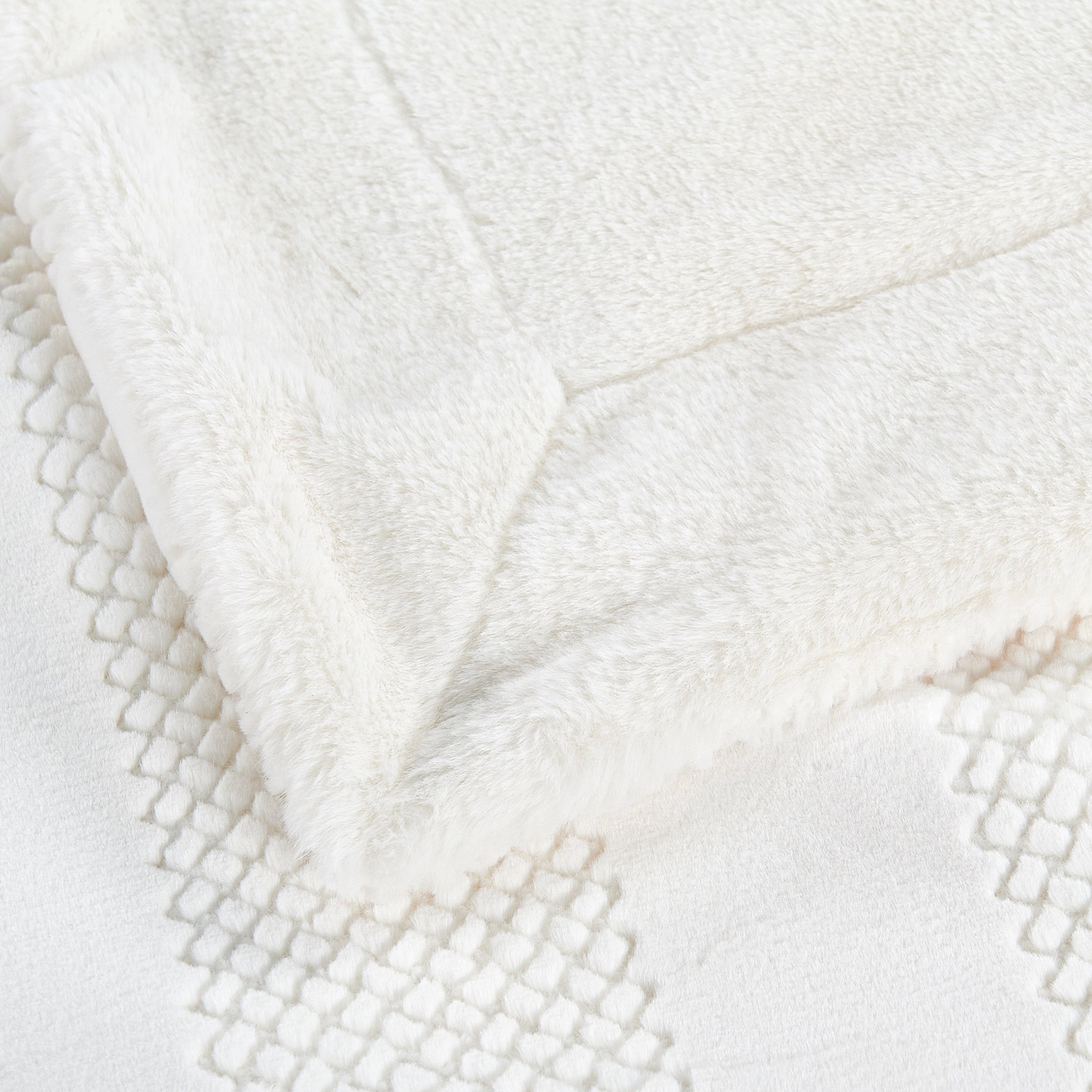 Snow Rabbit Faux Fur Throw Blanket (50"x60")