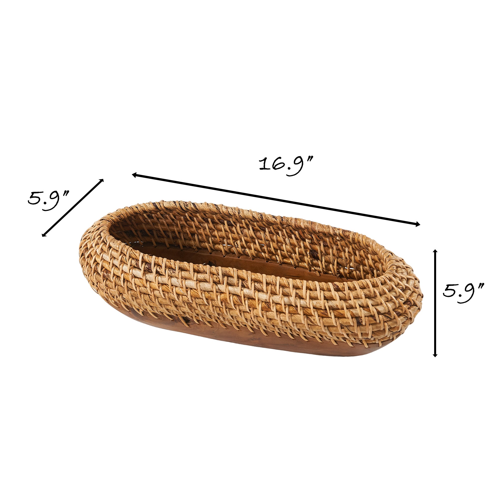 Kapal Handcrafted Teak Oval Bowl (16.9 " x 5.9" x 5.9")