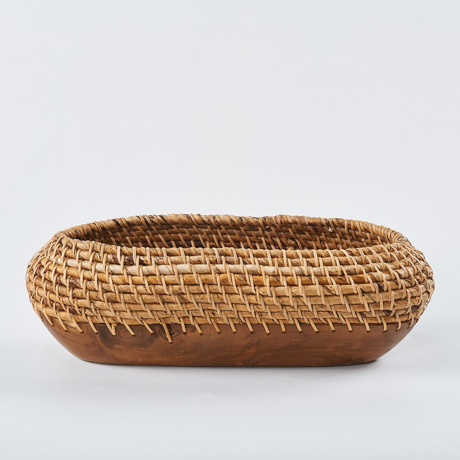 Kapal Handcrafted Teak Oval Bowl (16.9 " x 5.9" x 5.9")
