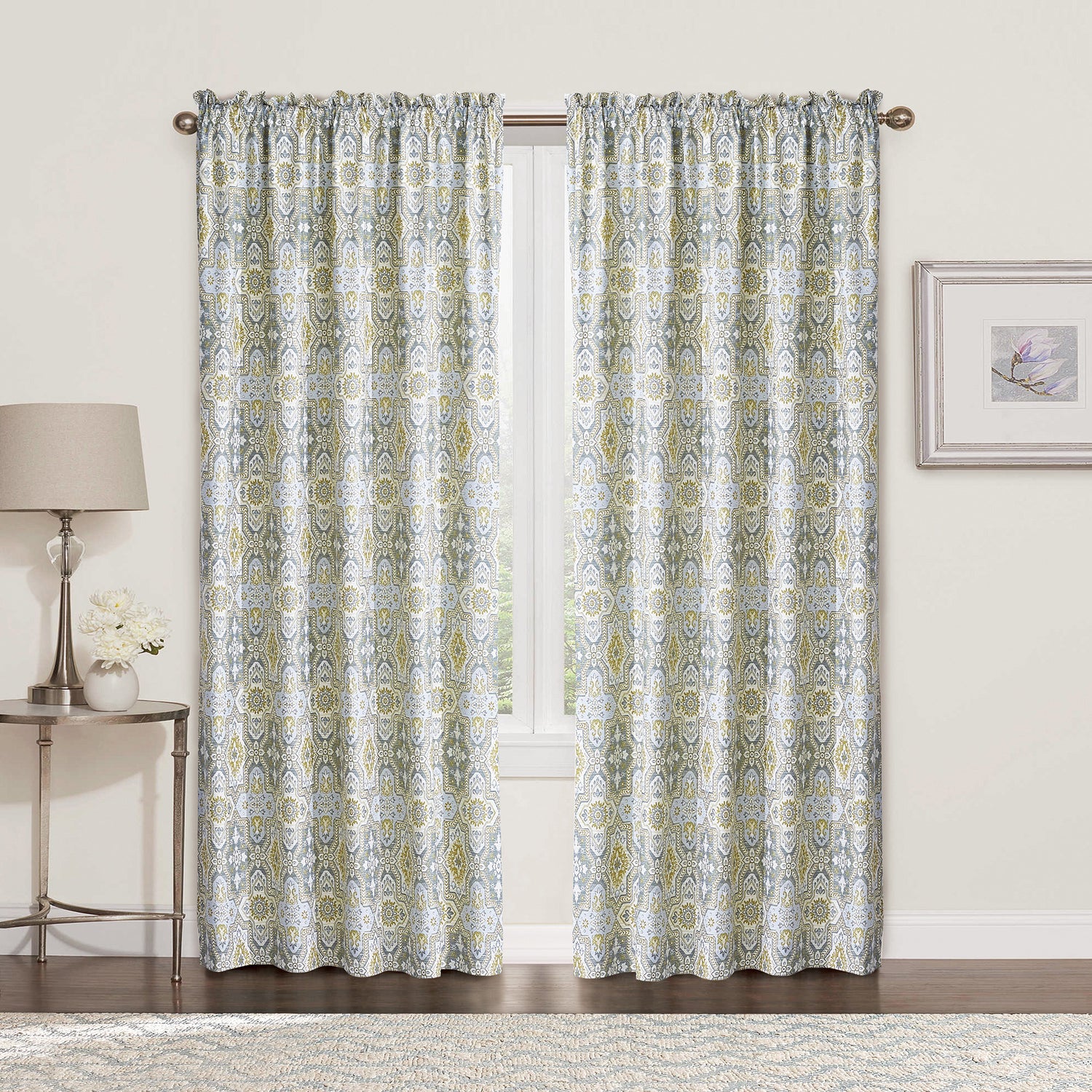 Lanza Printed Microfiber Curtain - Set of 2
