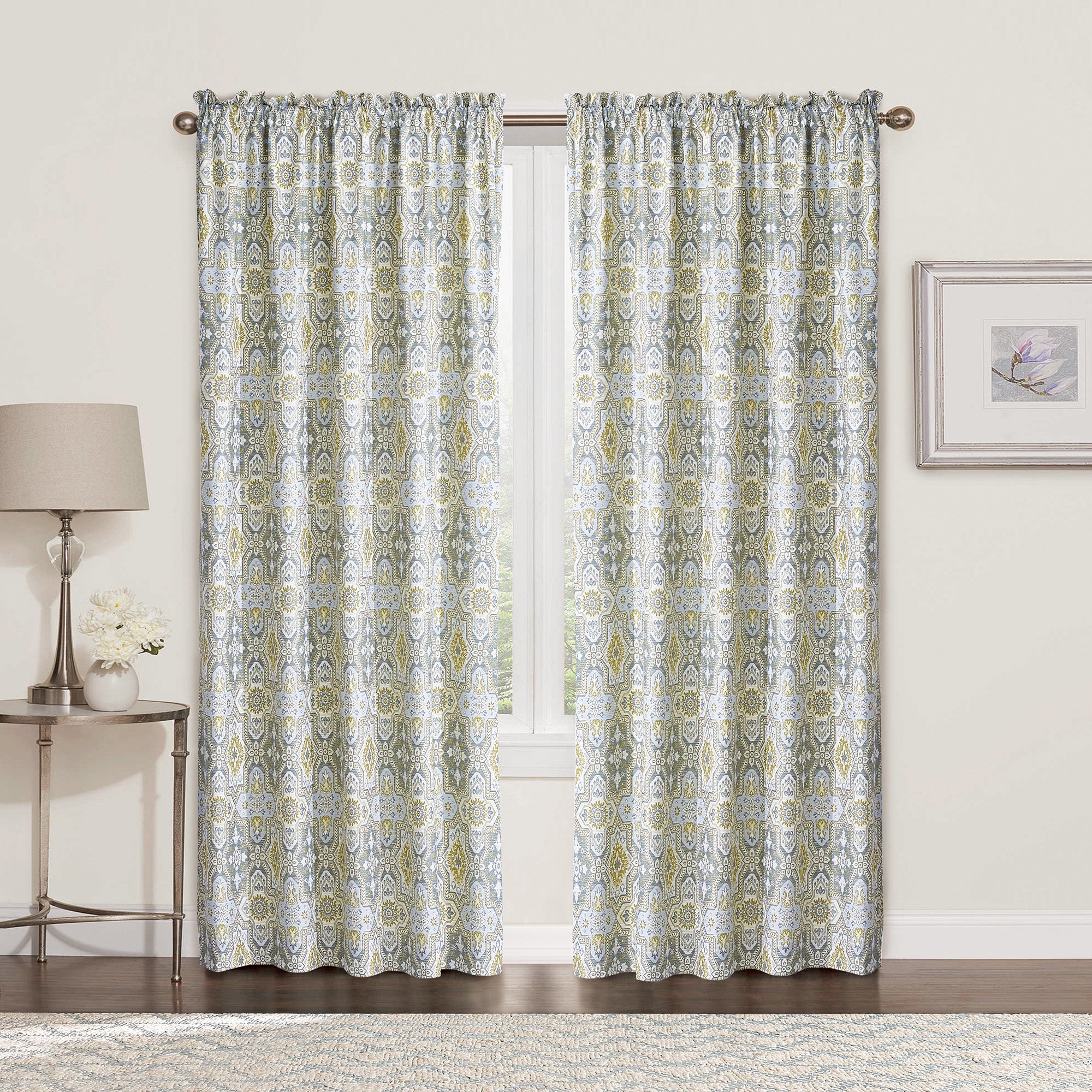 Lanza Printed Microfiber Curtain - Set of 2
