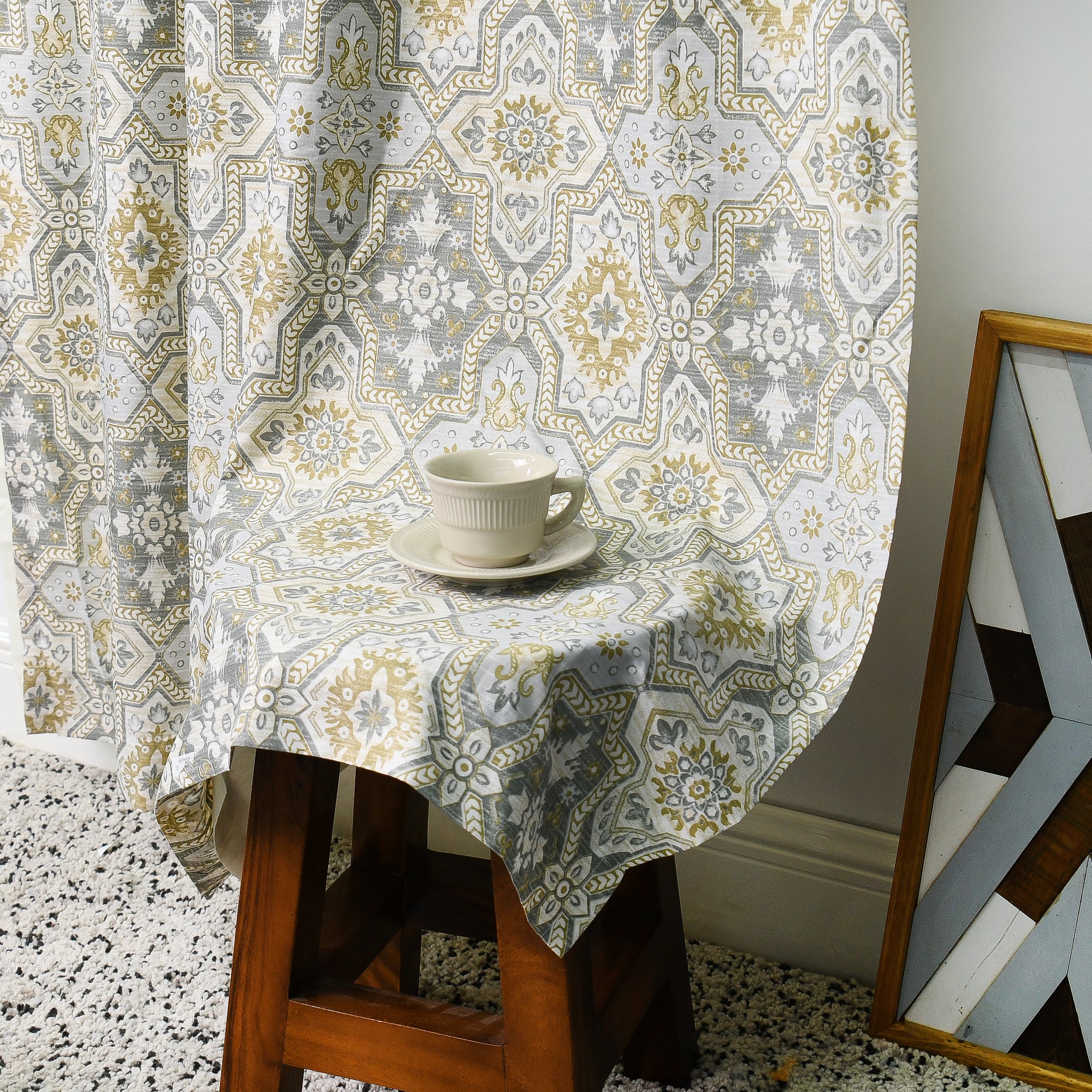 Lanza Printed Microfiber Curtain - Set of 2