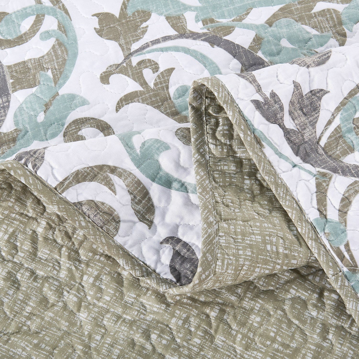 6 Piece Ravello Scroll Printed Microfiber Quilt Set