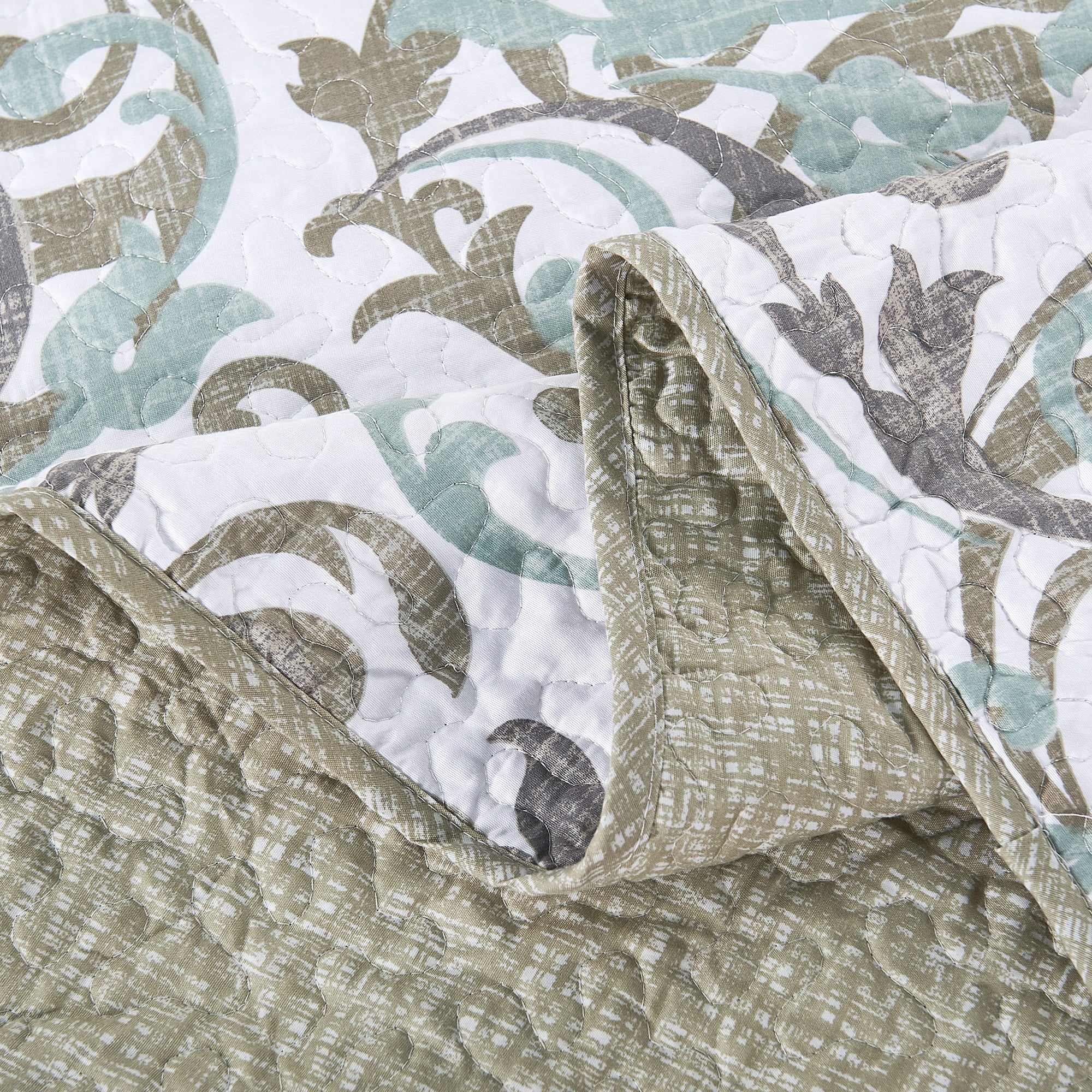 6 Piece Ravello Scroll Printed Microfiber Quilt Set
