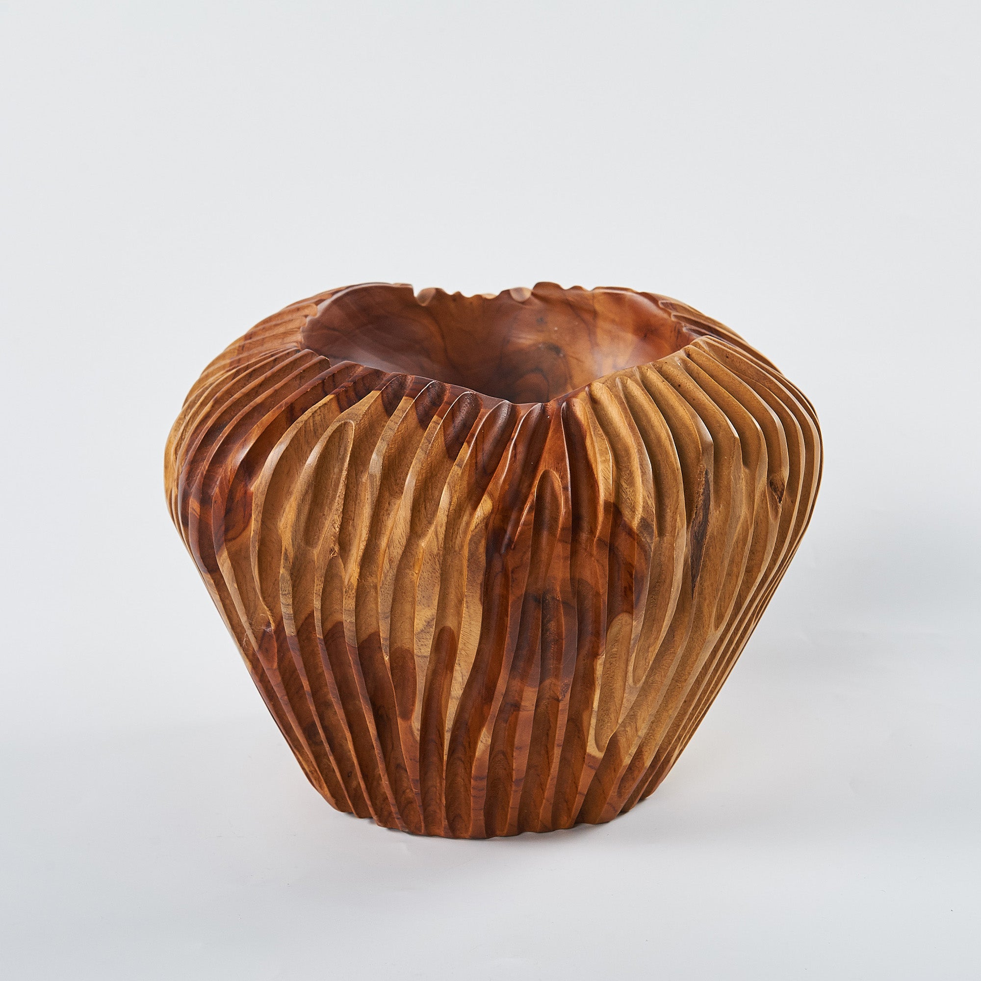 Royal Ulir Handcrafted Teak Vase (9.8" x 9.8" x 7.1")