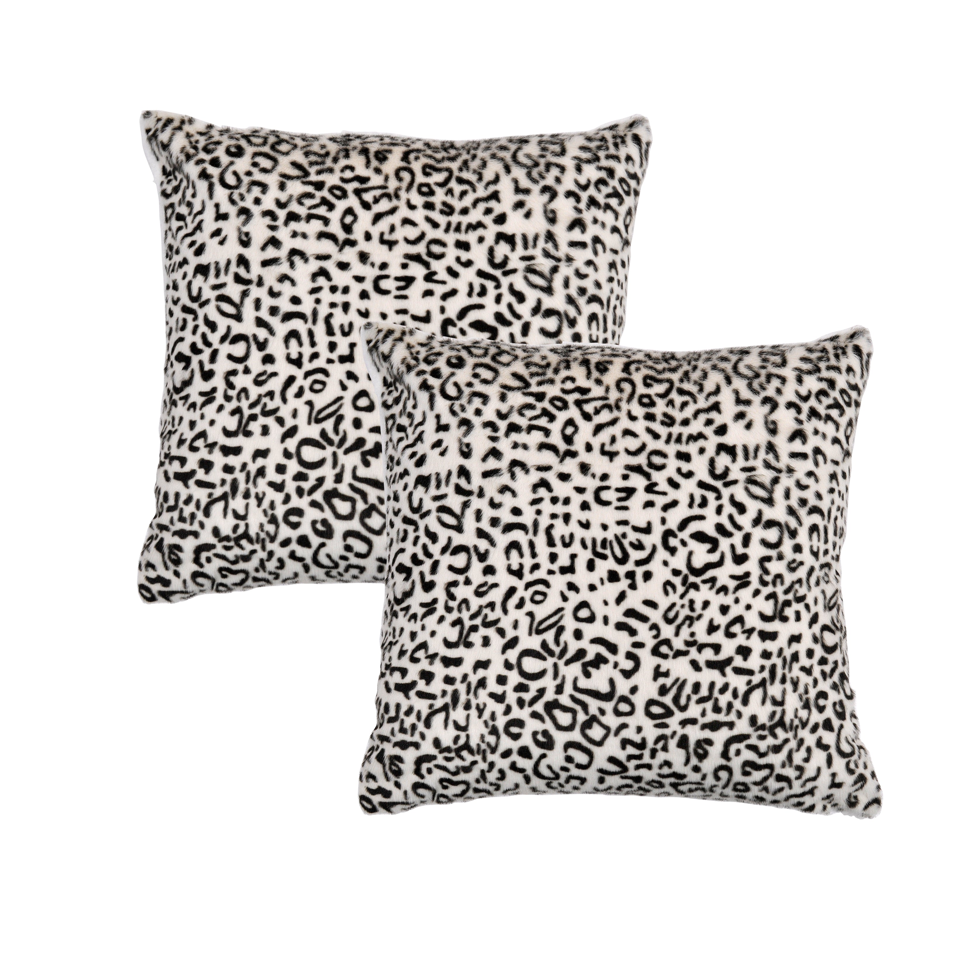 Faux fur Snow Leopard 2 Piece Decorative Pillow Covers (20" x 20")