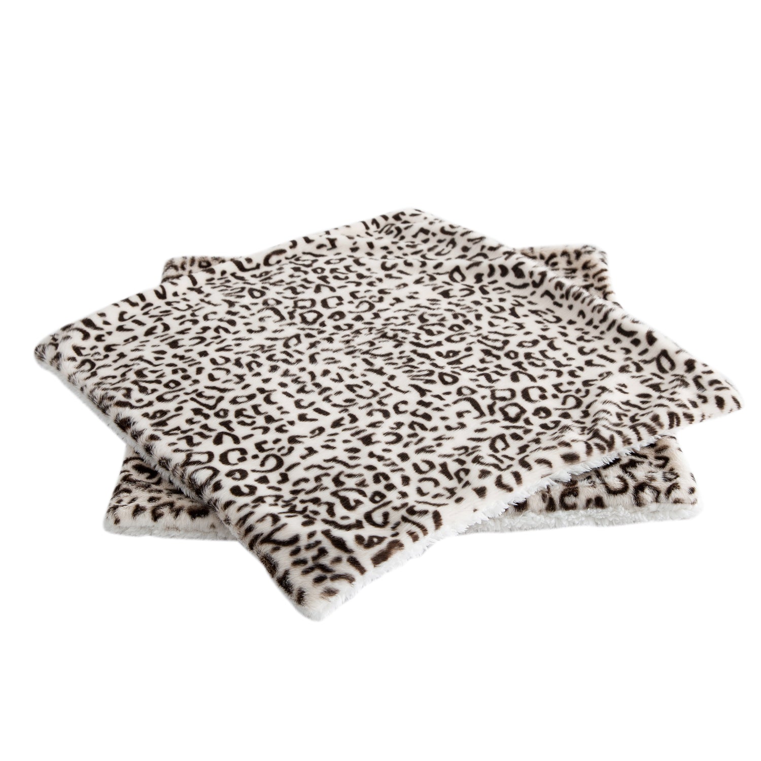Faux fur Snow Leopard 2 Piece Decorative Pillow Covers (20" x 20")