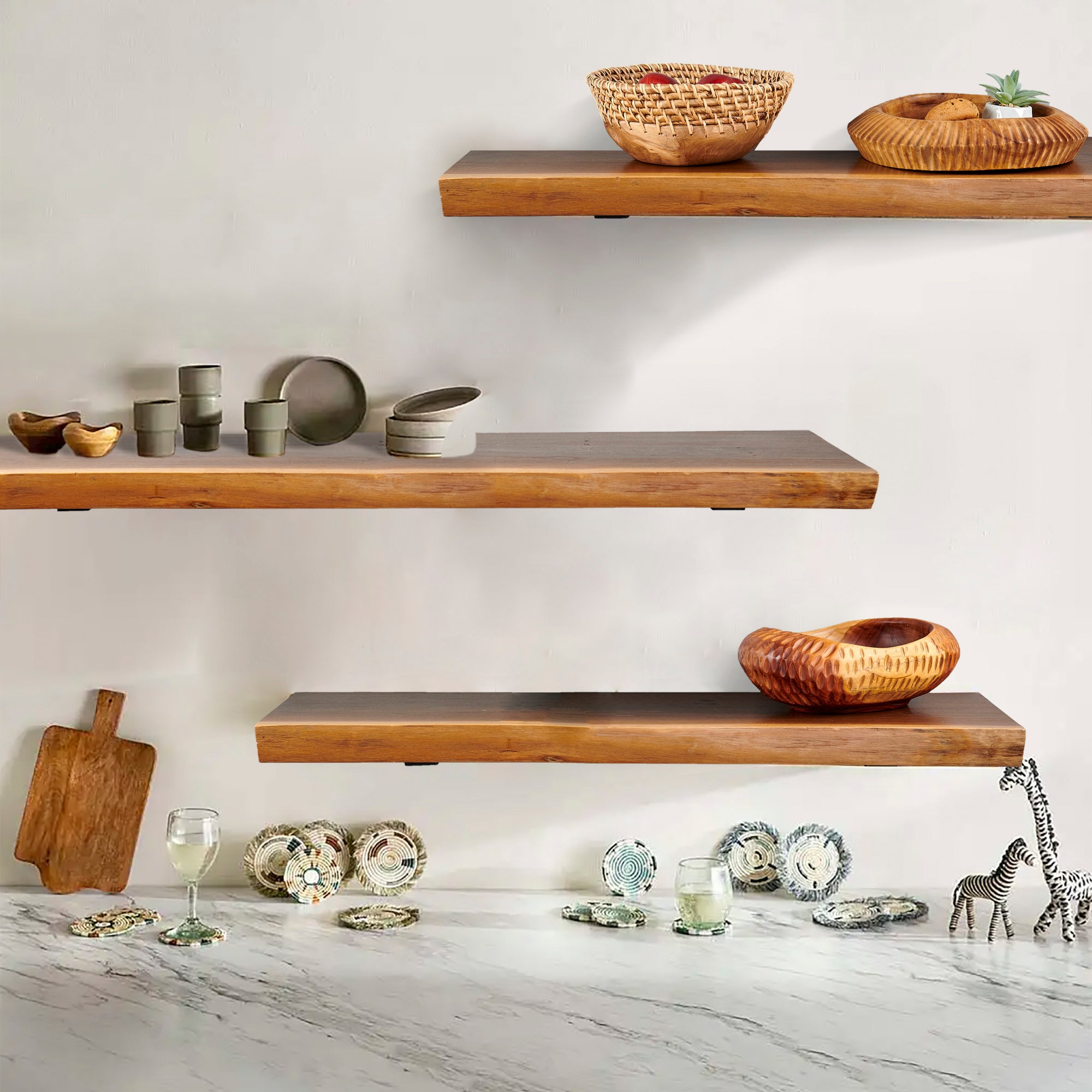 Teak Shelf With Live Edge